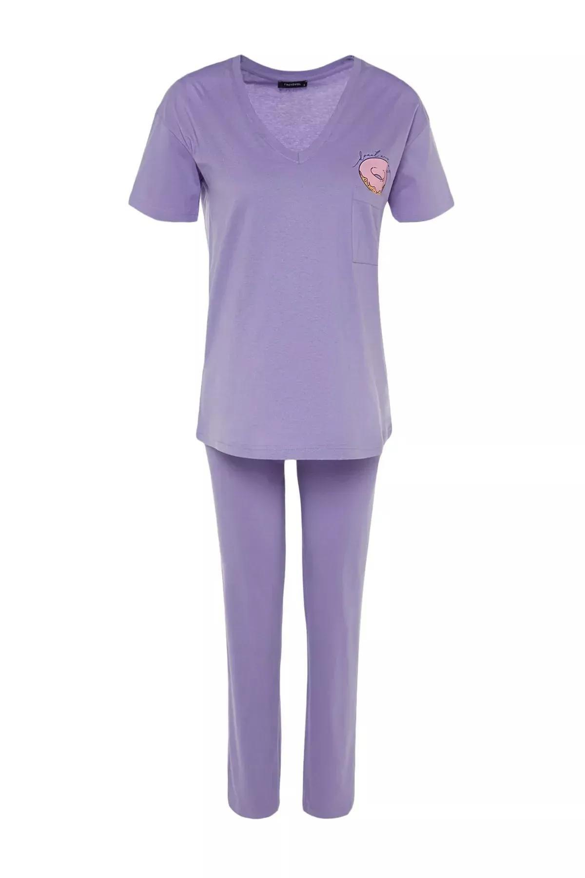 طقم بيجاما بفتحة رقبة V، وردي, Pink, large image number 13