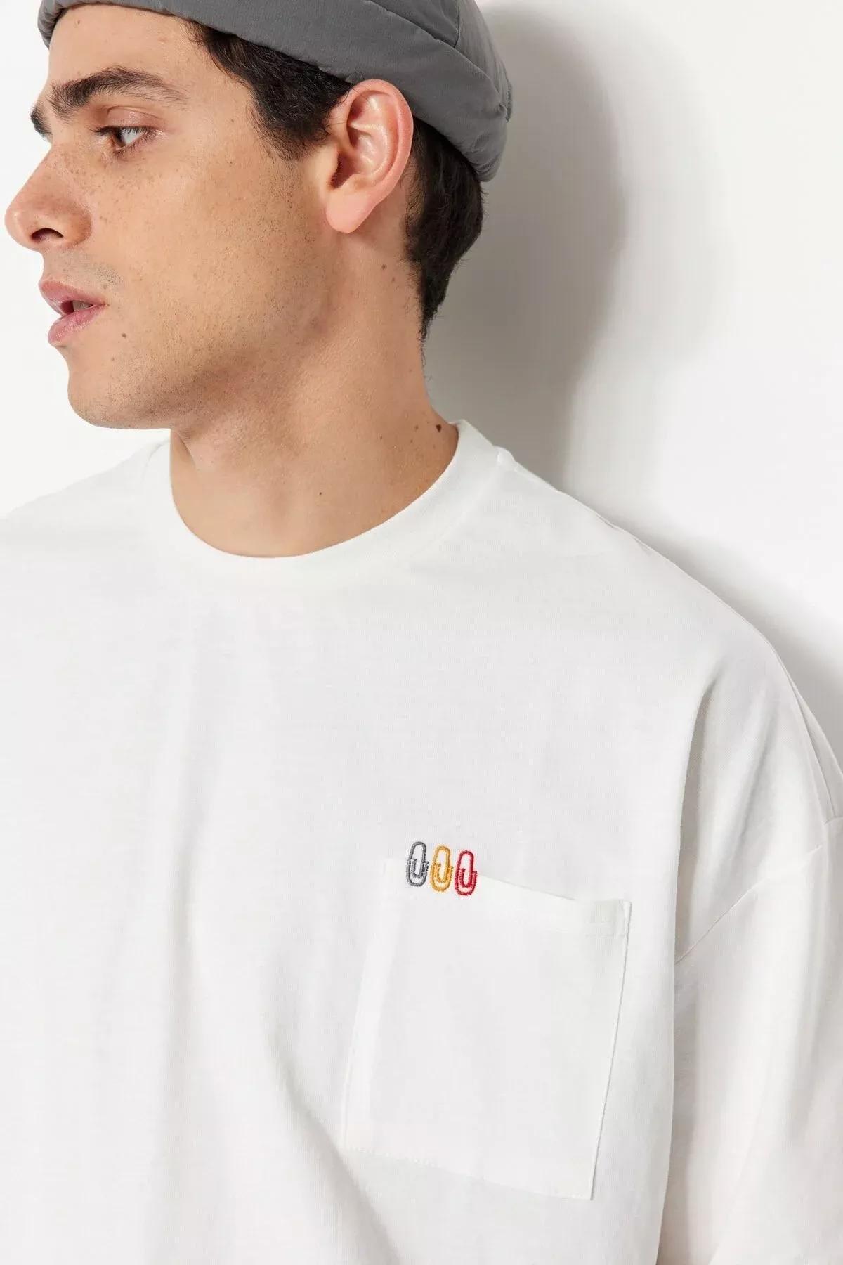 White Printed Oversize T-Shirt, Ecru, medium