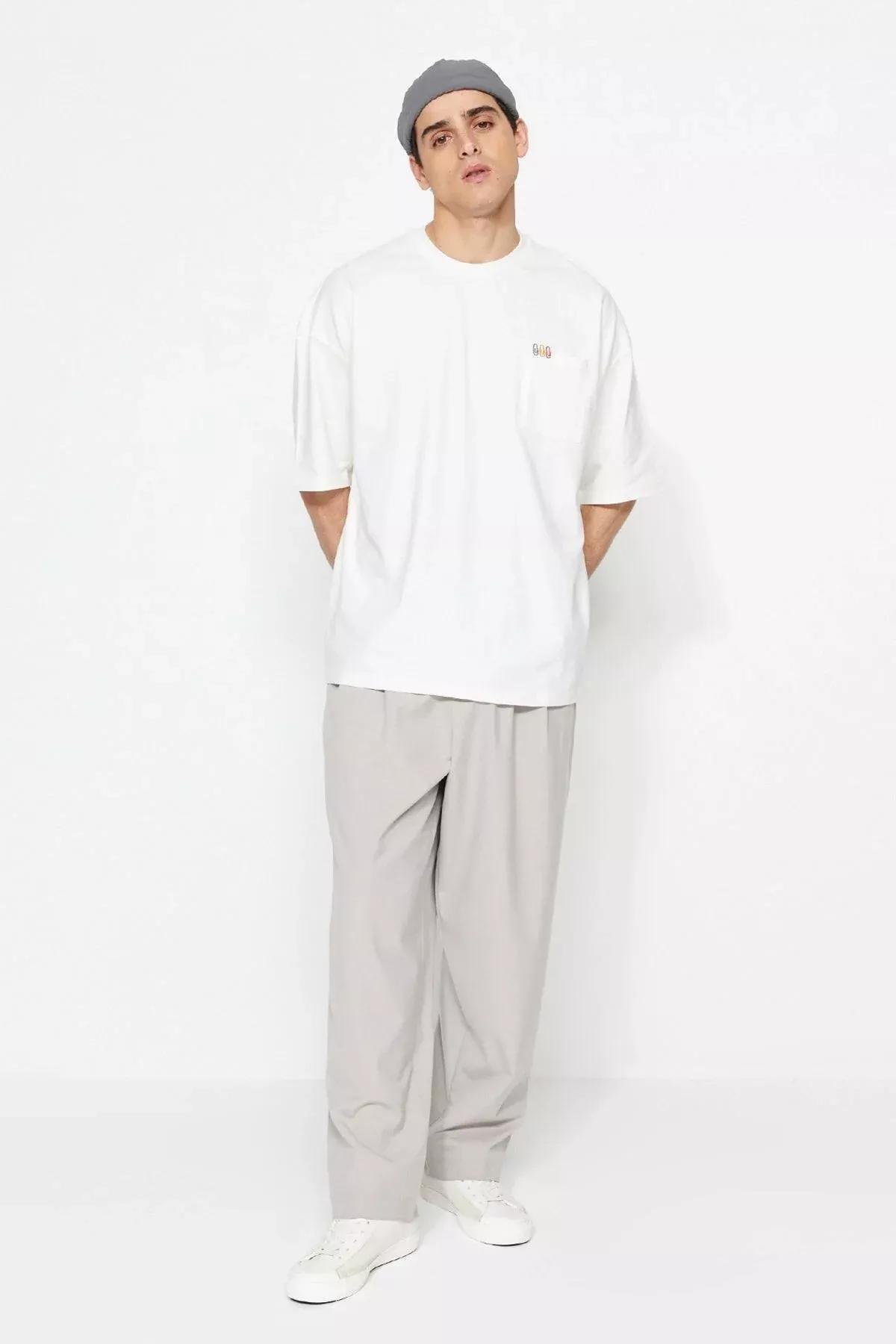 White Printed Oversize T-Shirt, Ecru, large image number 3