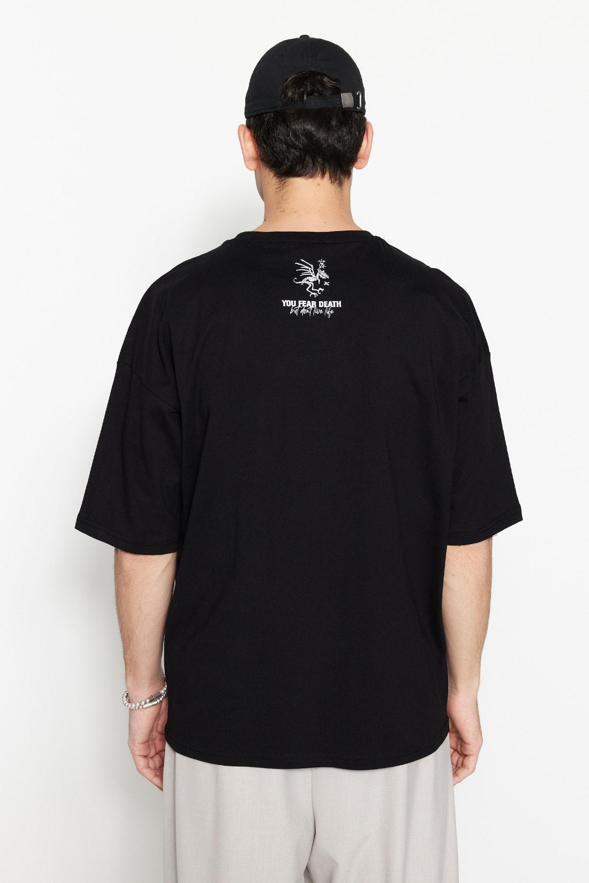 Black Printed Oversize T-Shirt, , large image number 2