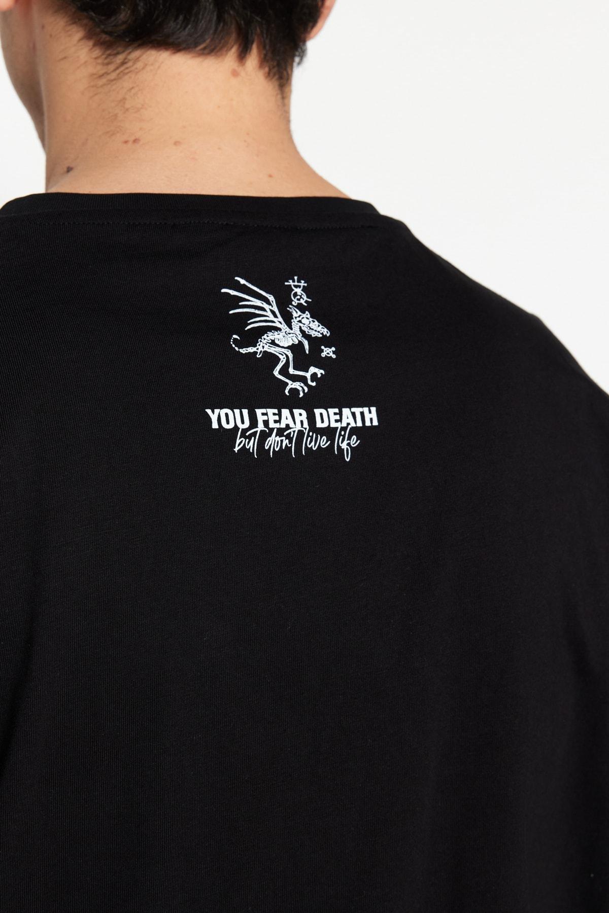 Black Printed Oversize T-Shirt, , large image number 4