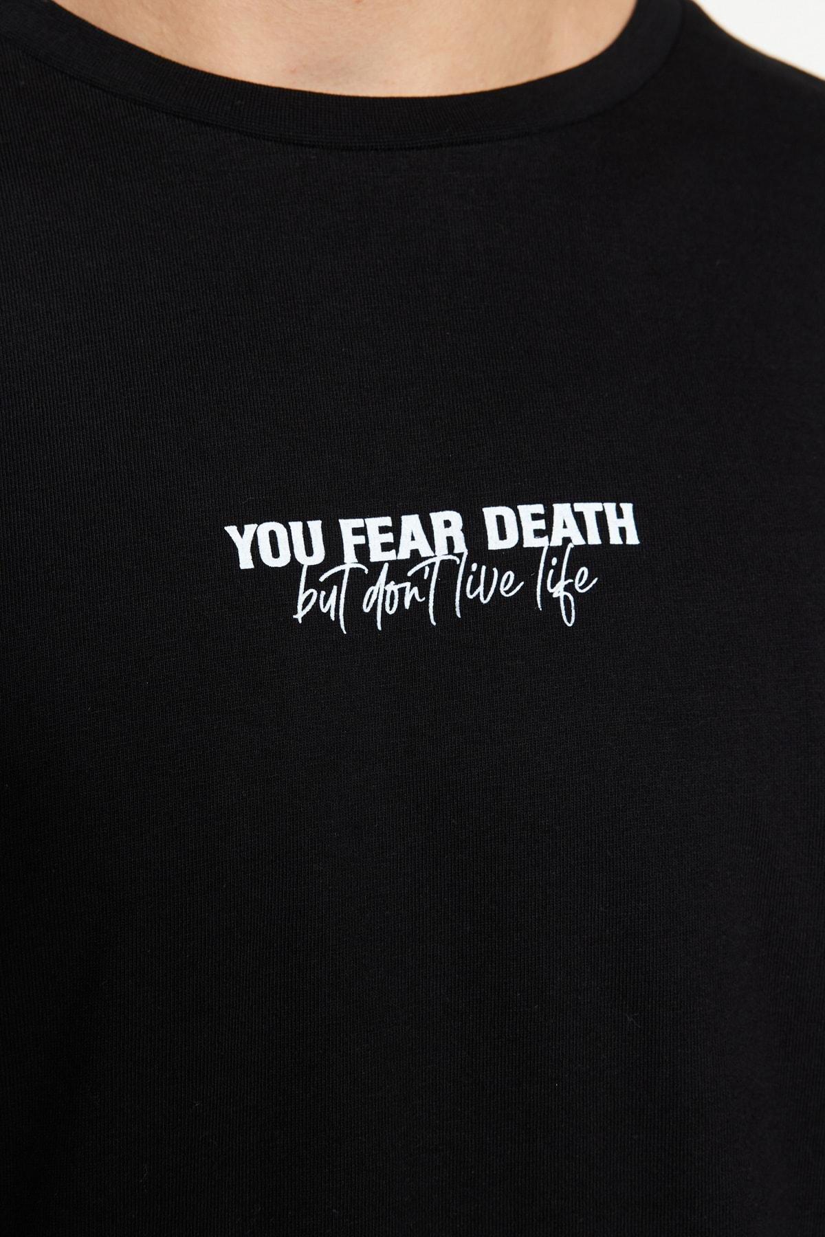 Black Printed Oversize T-Shirt, , large image number 6