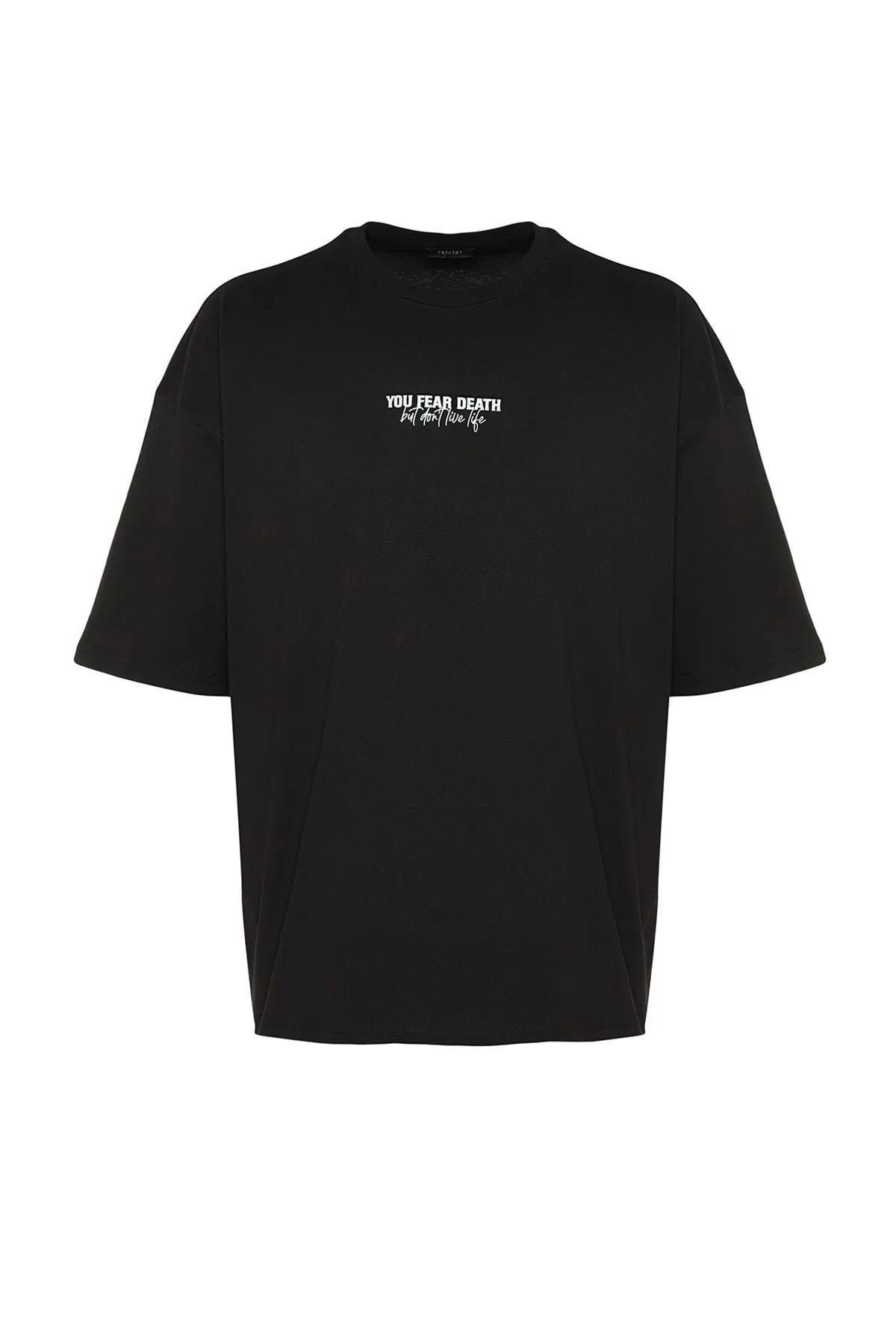 Black Printed Oversize T-Shirt, , large image number 7