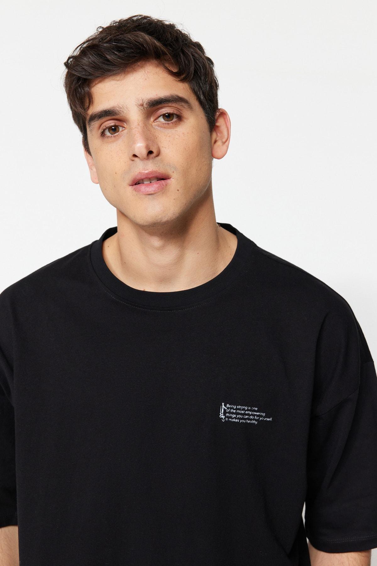 Black Printed Oversize T-Shirt, , large image number 1