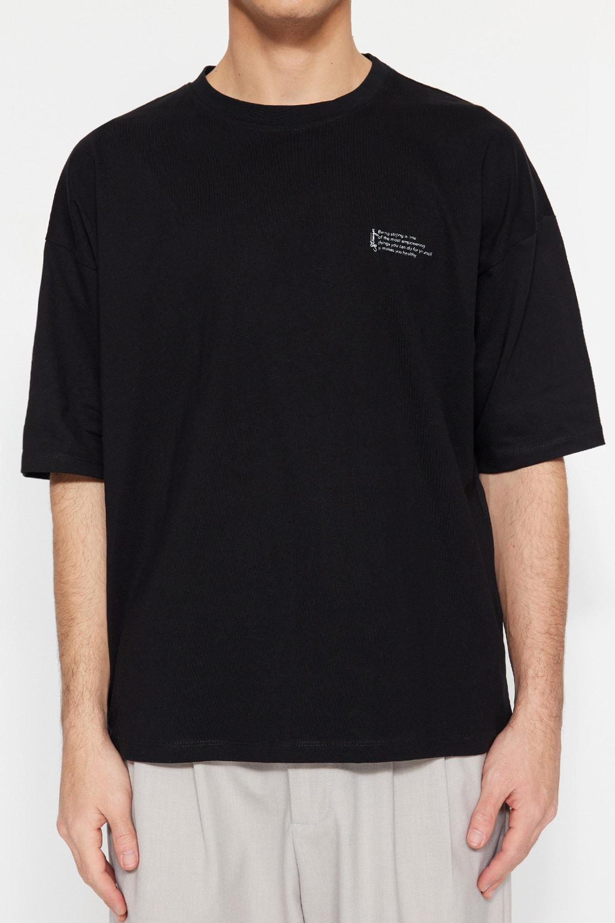Black Printed Oversize T-Shirt, , large image number 2