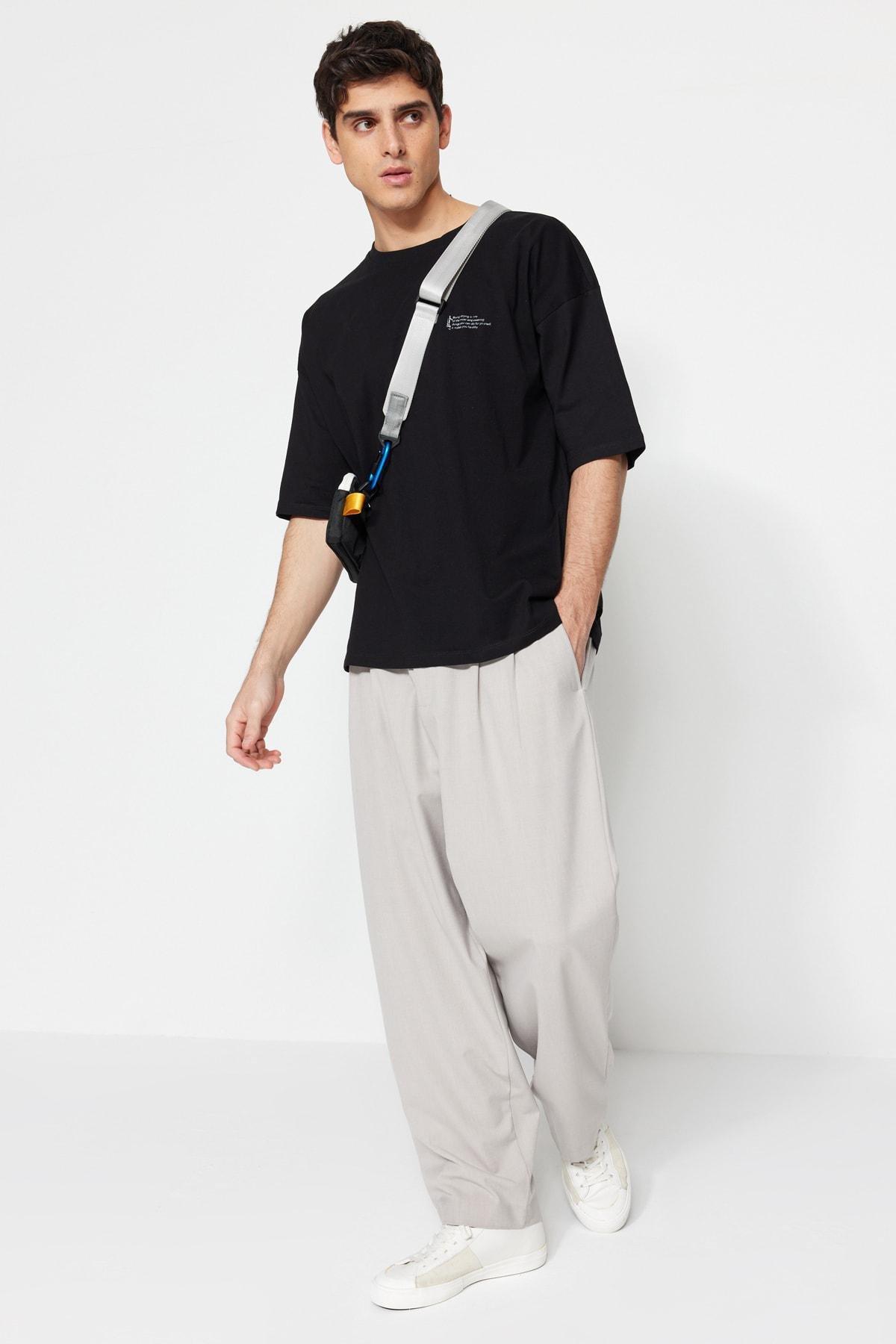 Black Printed Oversize T-Shirt, , large image number 3