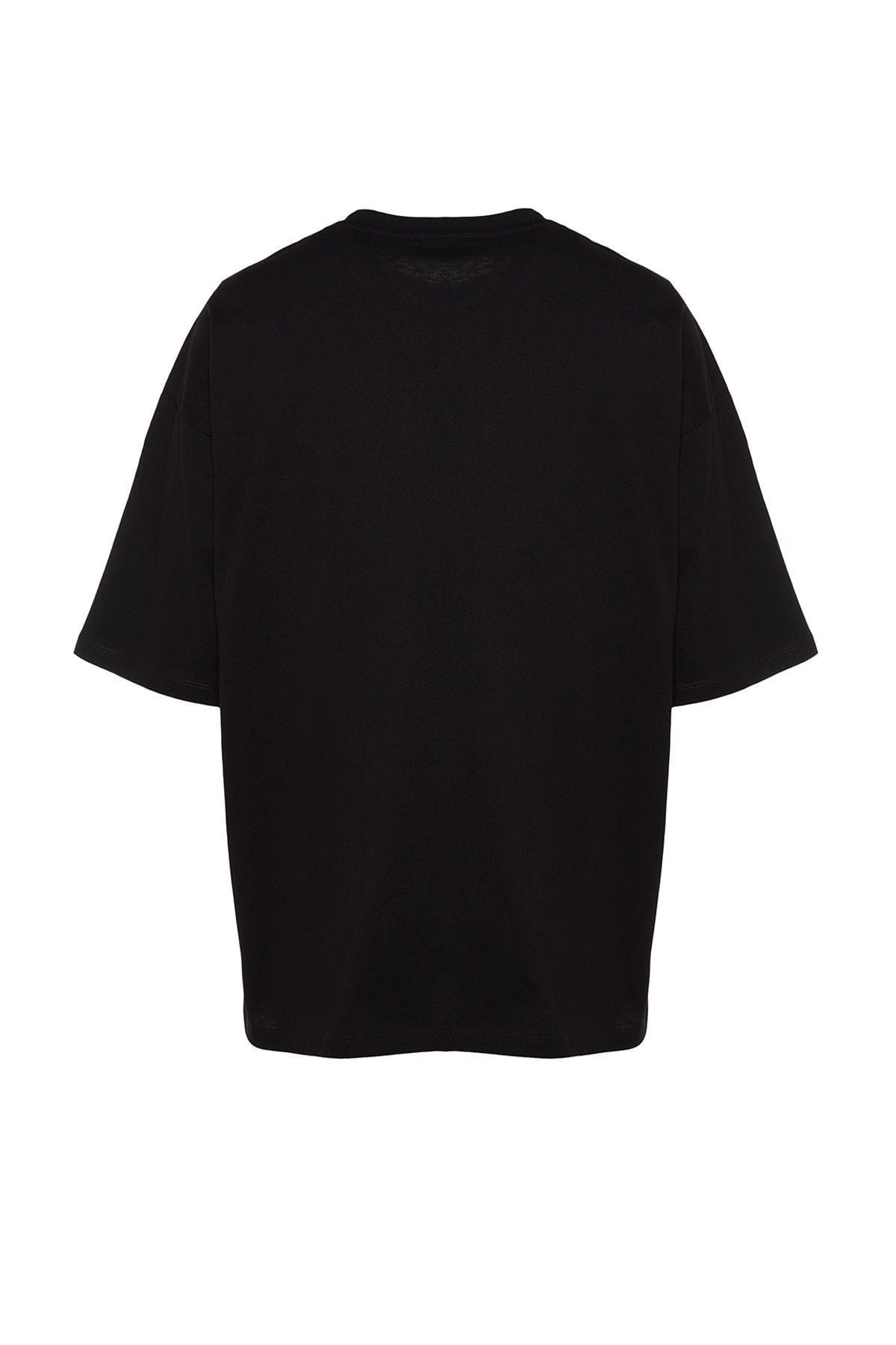 Black Printed Oversize T-Shirt, , large image number 5