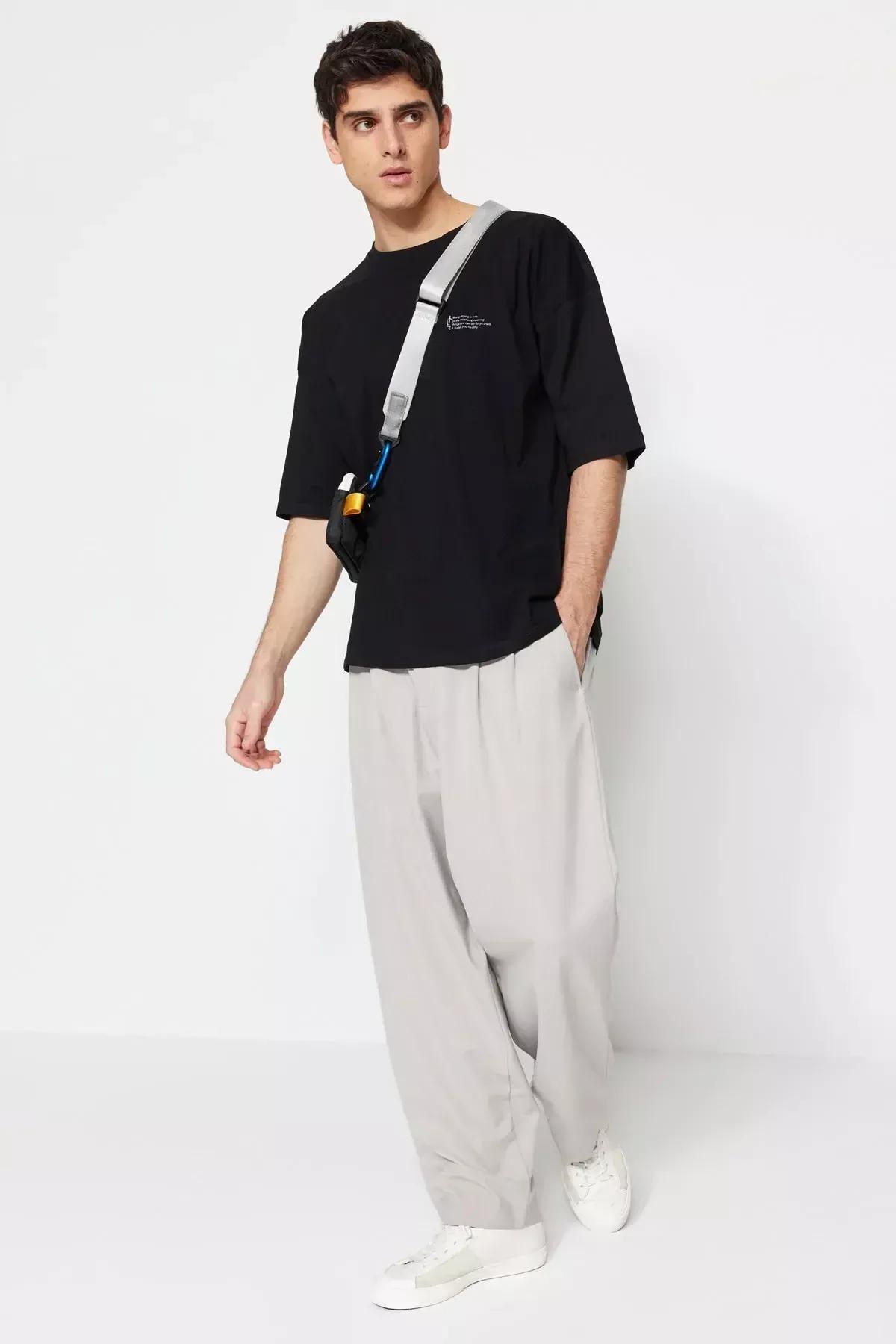 Black Printed Oversize T-Shirt, Black, large image number 7