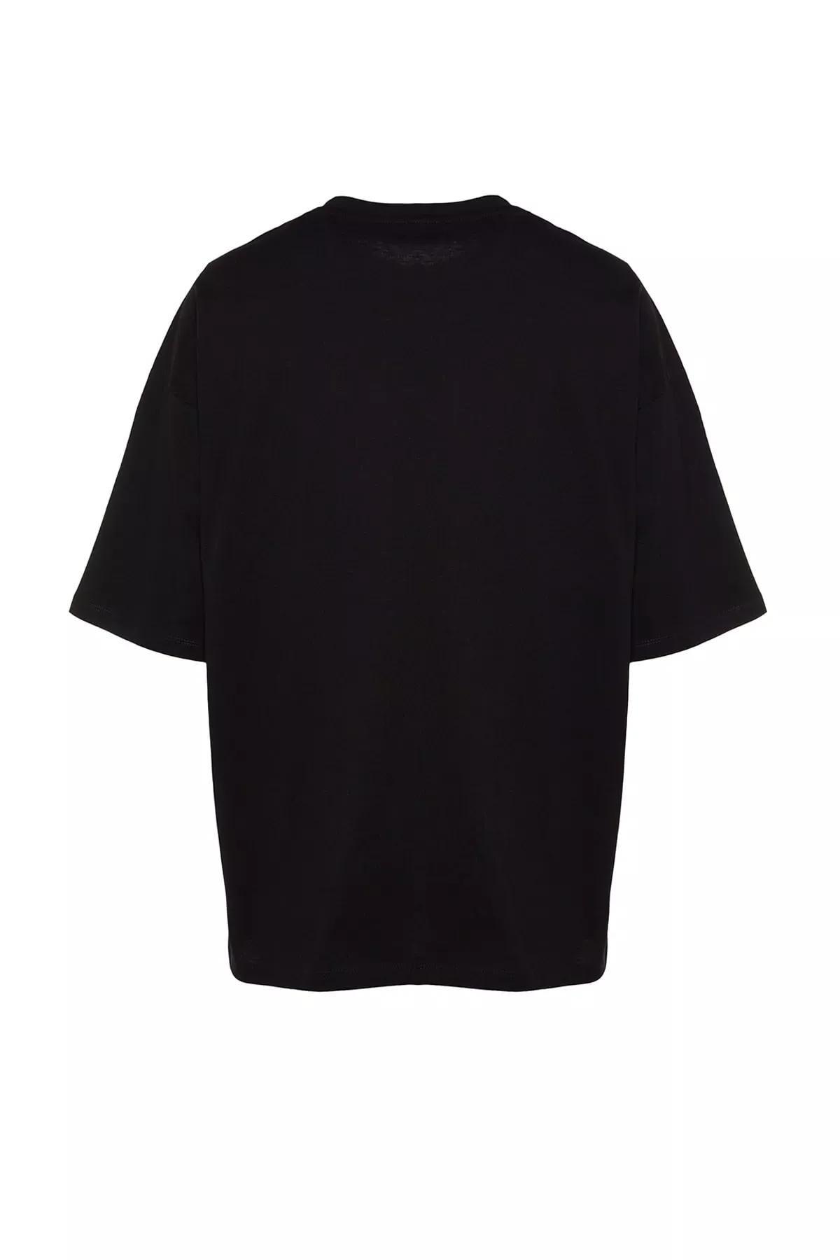 Black Printed Oversize T-Shirt, Black, large image number 10