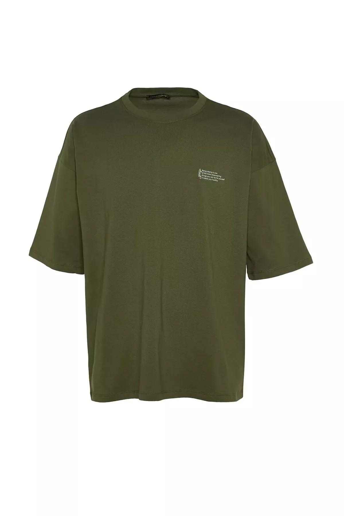 Khaki Printed Oversize T-Shirt, Khaki, large image number 8