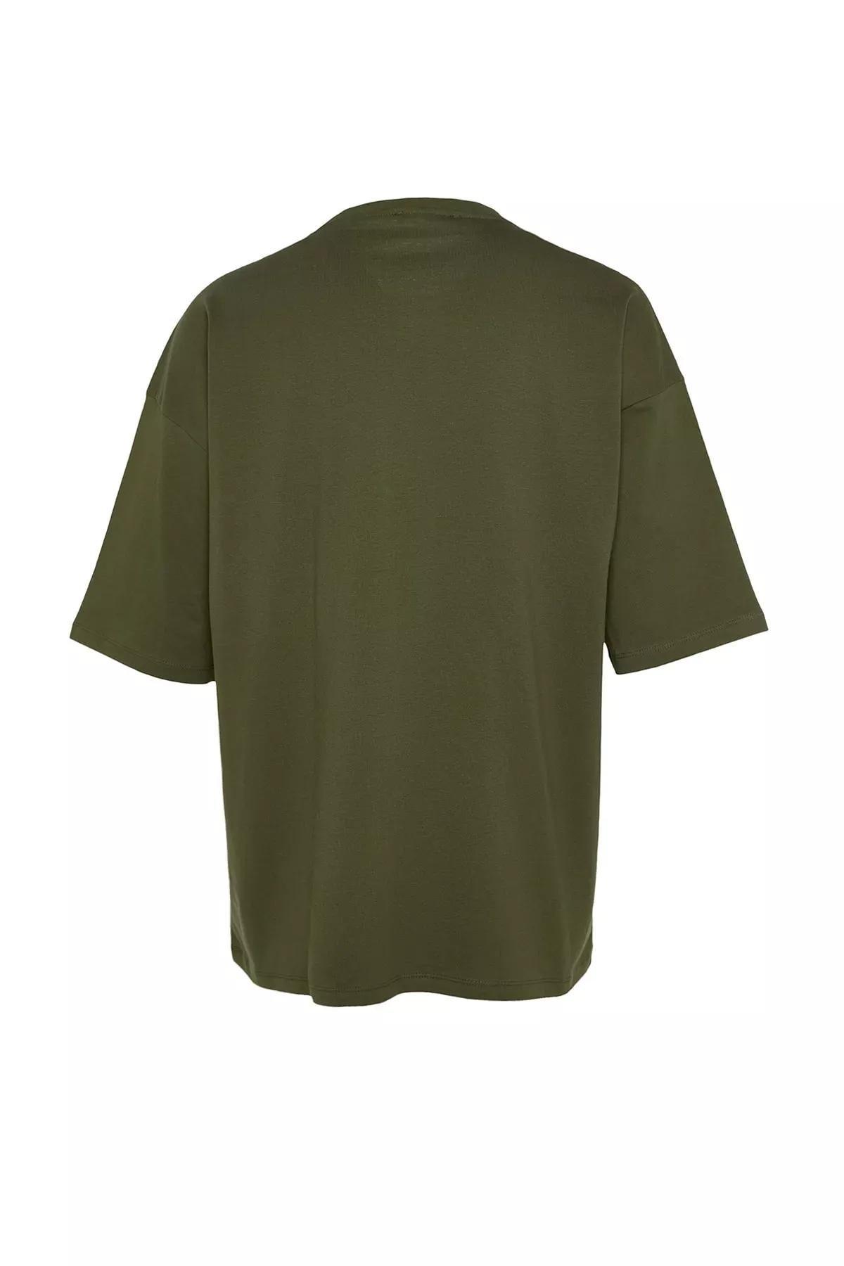 Khaki Printed Oversize T-Shirt, Khaki, large image number 9