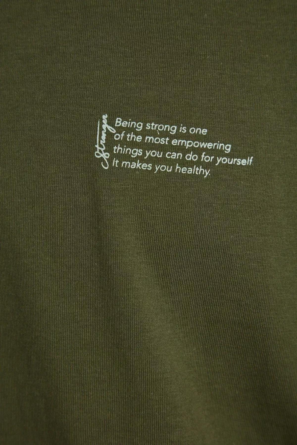 Khaki Printed Oversize T-Shirt, Khaki, large image number 10