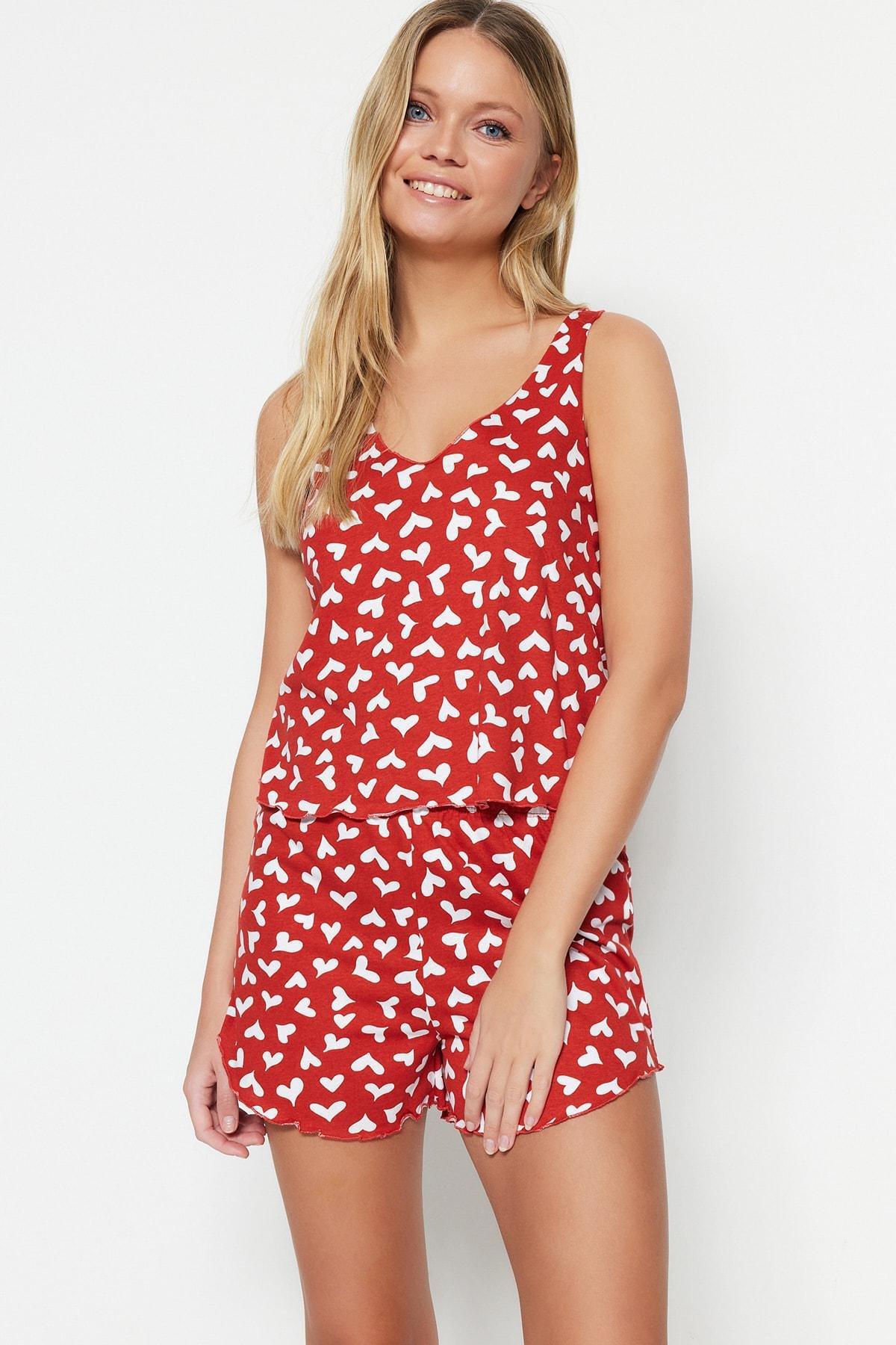 Red Printed Pajama Set, , large image number 0