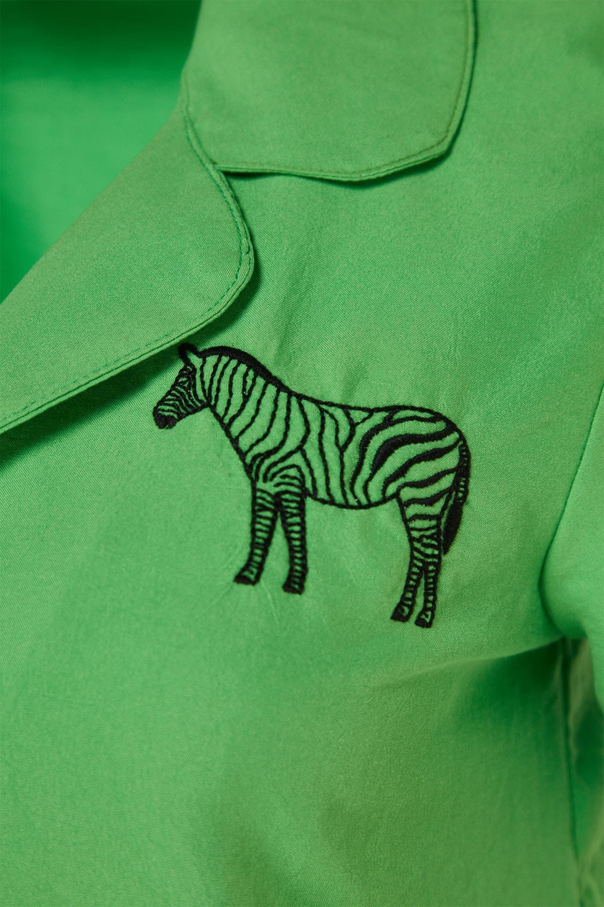Green Shirt Collar Pajama Set, , large image number 6