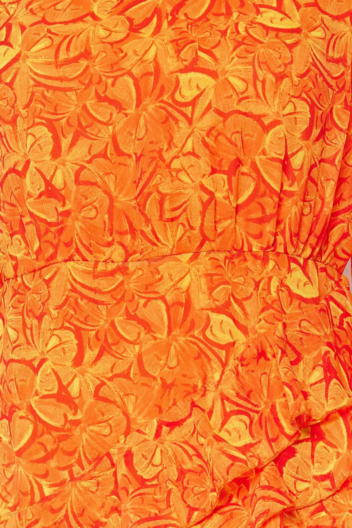 Orange Floral Ruffle Hem Dress, , large image number 3