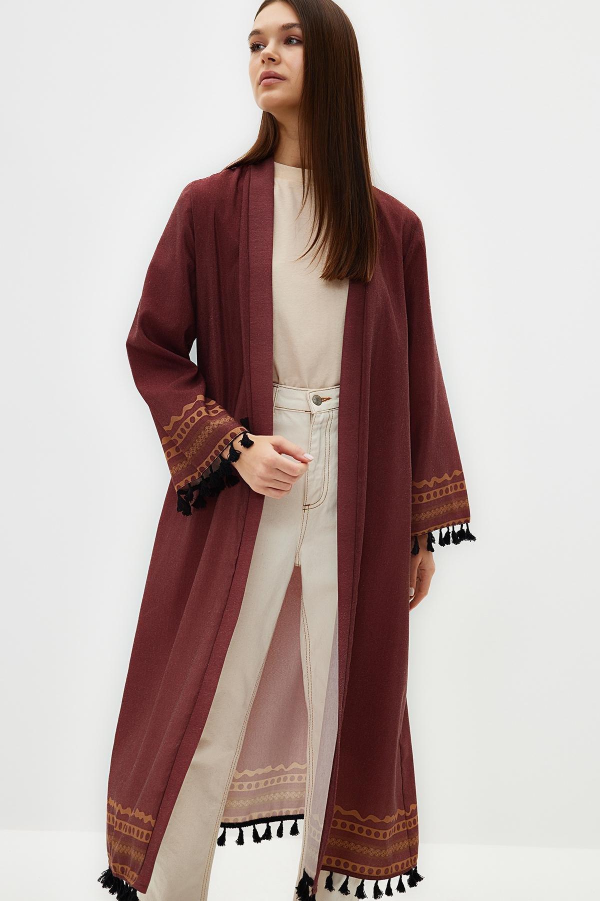 Brown Cotton Kimono, , large image number 1