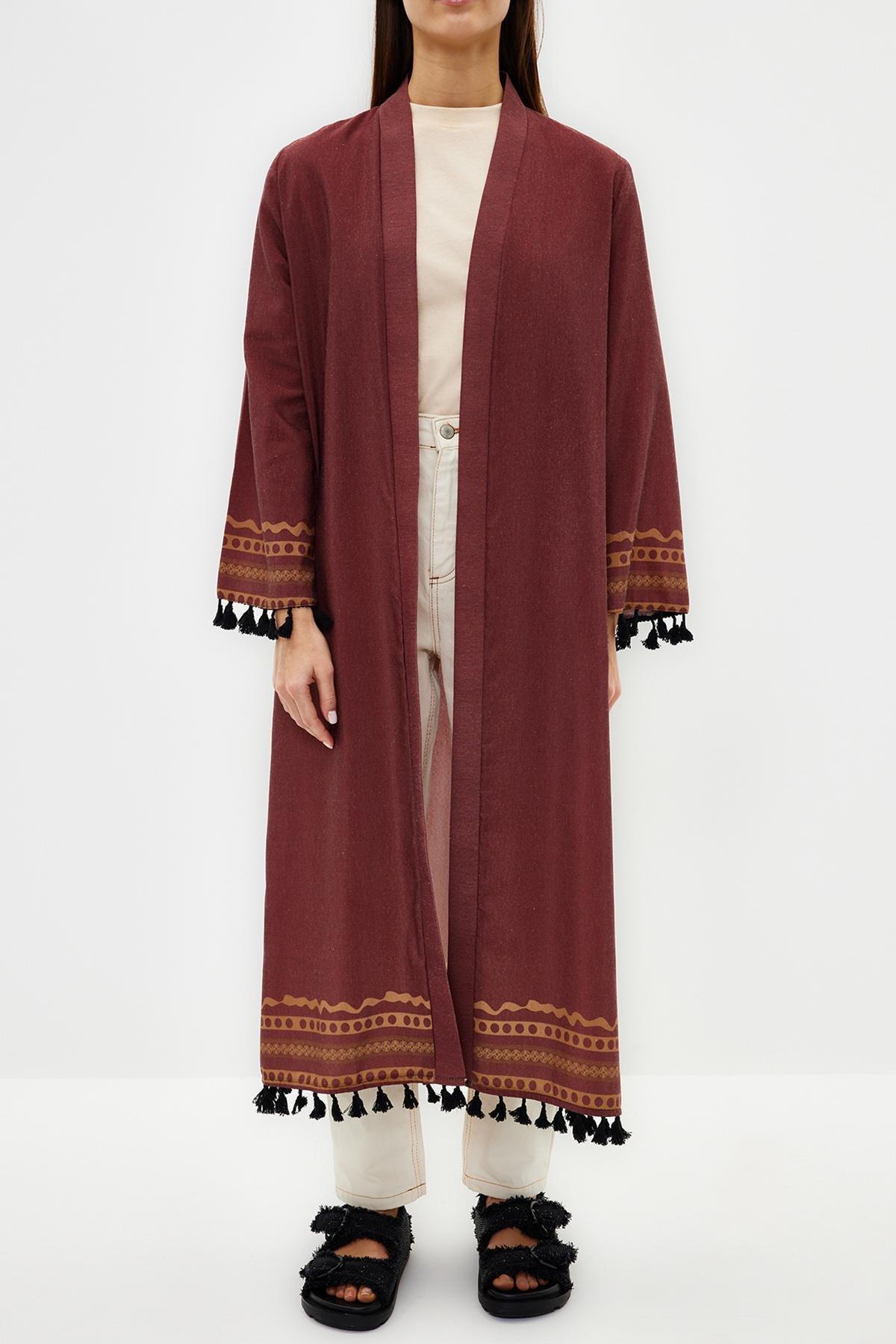 Brown Cotton Kimono, , large image number 3