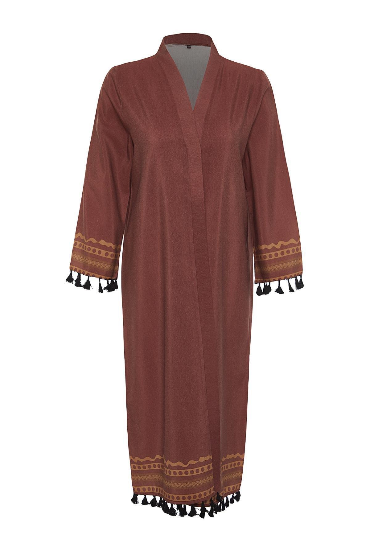 Brown Cotton Kimono, , large image number 5