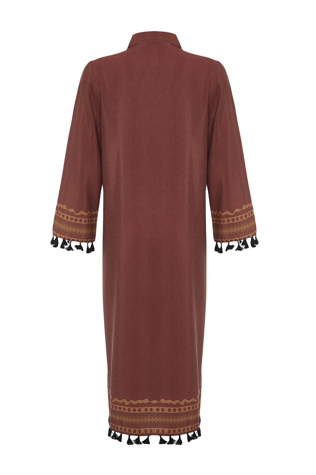 Brown Cotton Kimono, , large image number 6