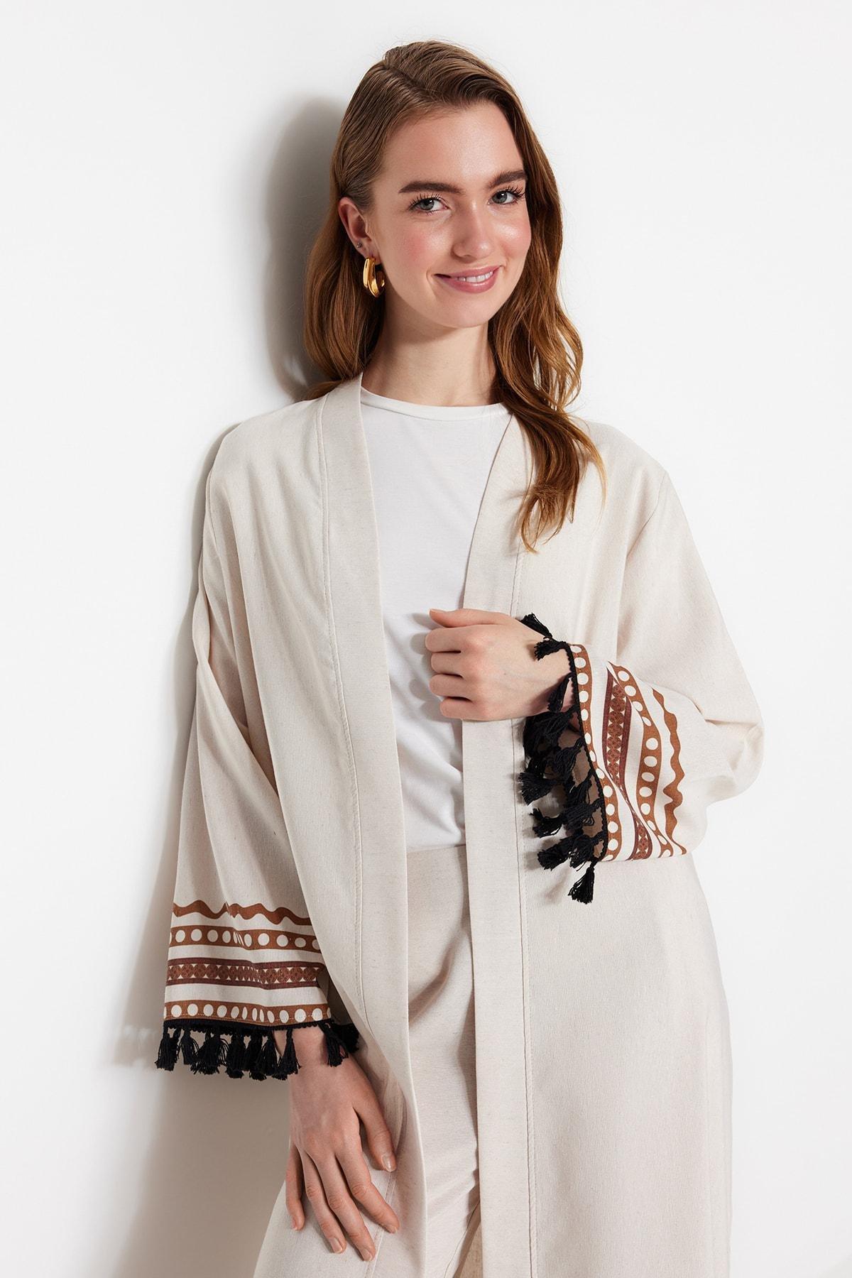 Beige Women Kimono, , large image number 1