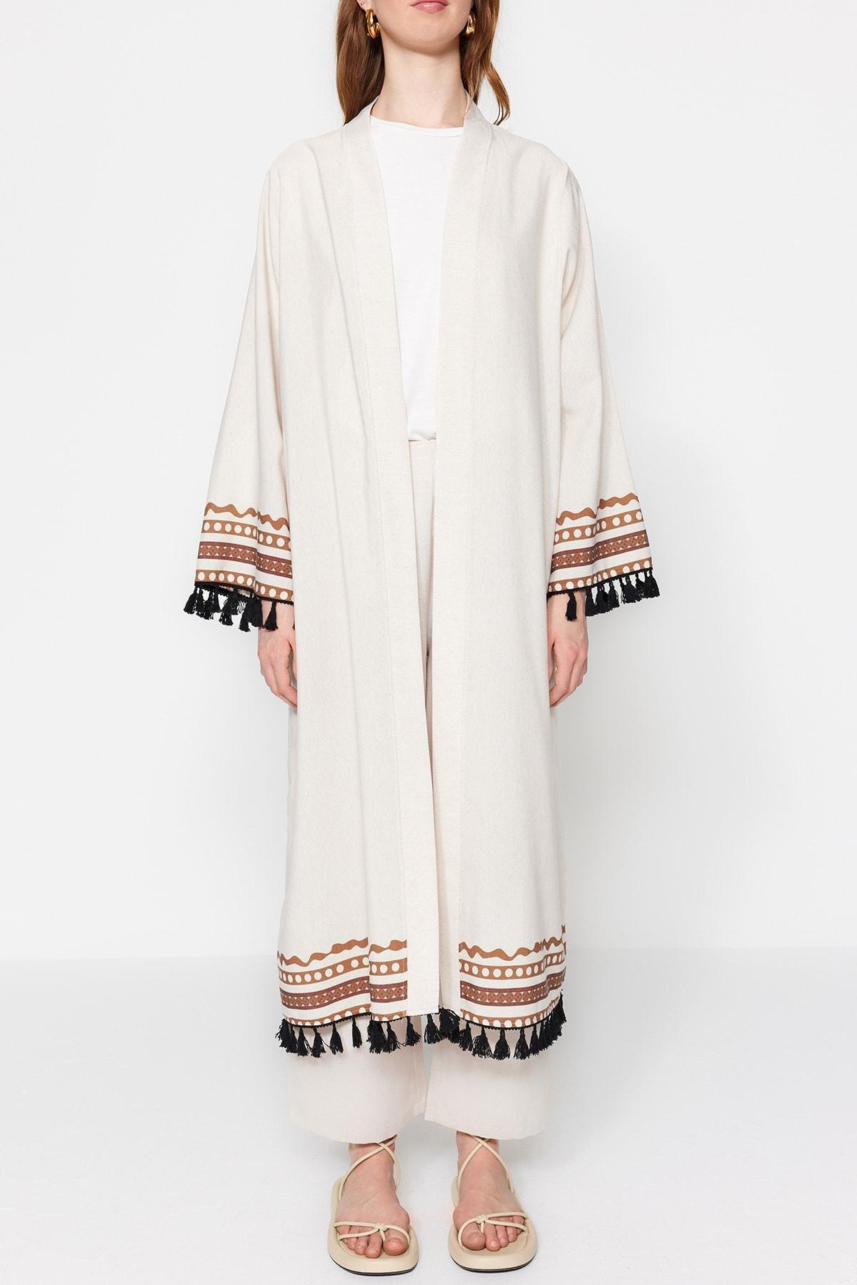 Beige Women Kimono, , large image number 4