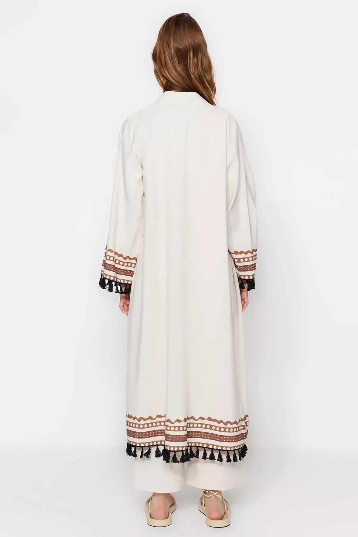 كيمونو بقصة فضفاضة، بيج, Beige, large image number 5