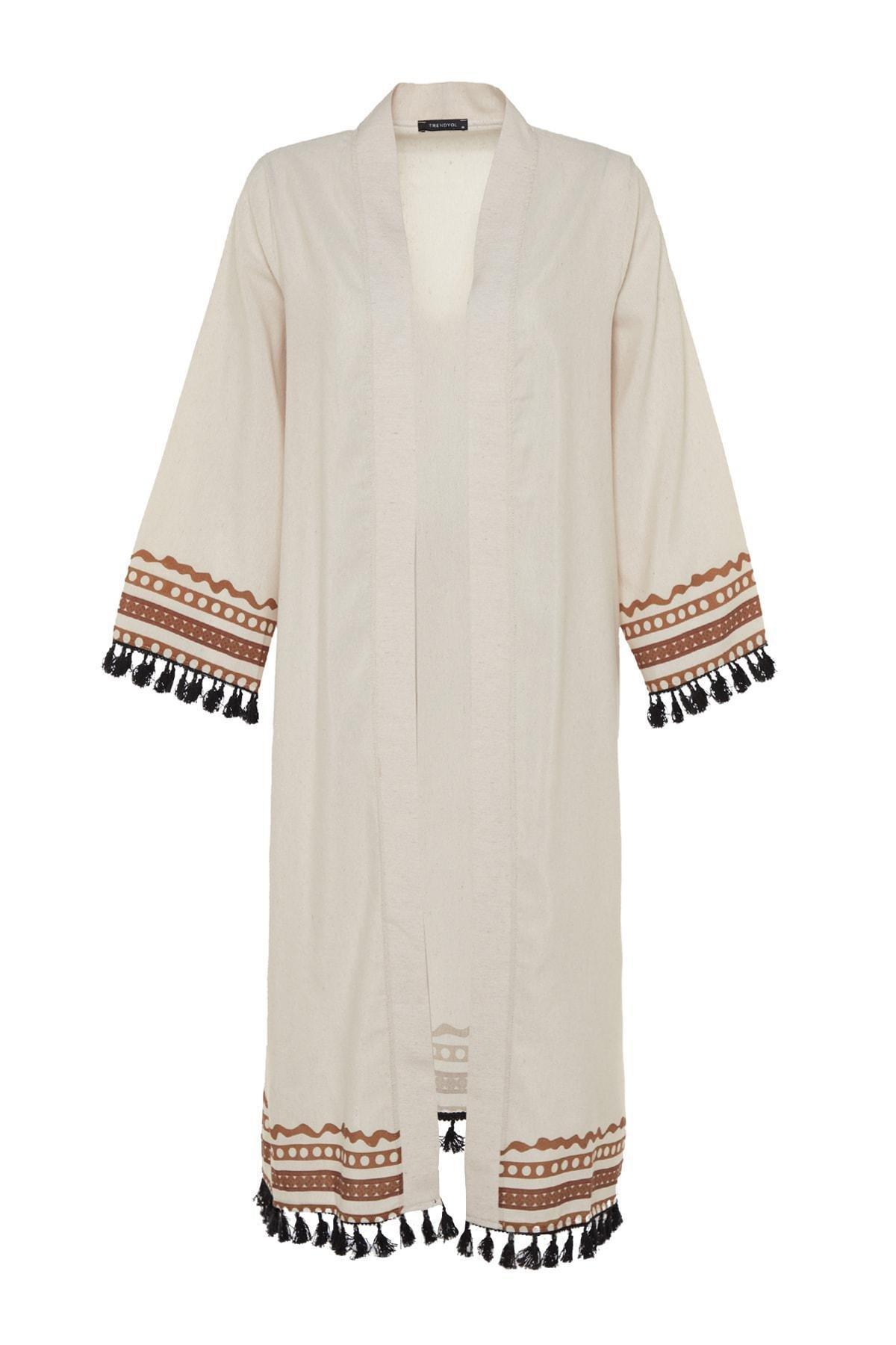 Beige Women Kimono, , large image number 6