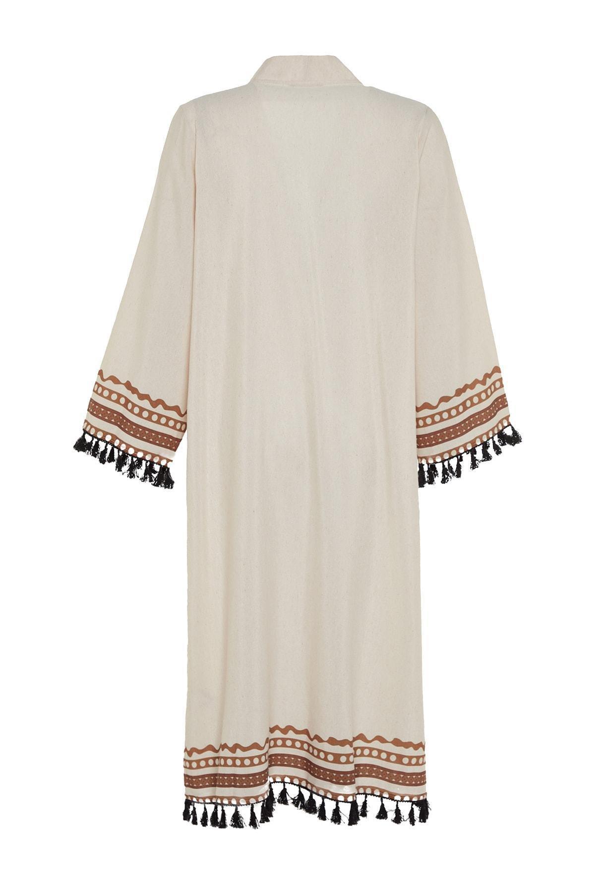 Beige Women Kimono, , large image number 8