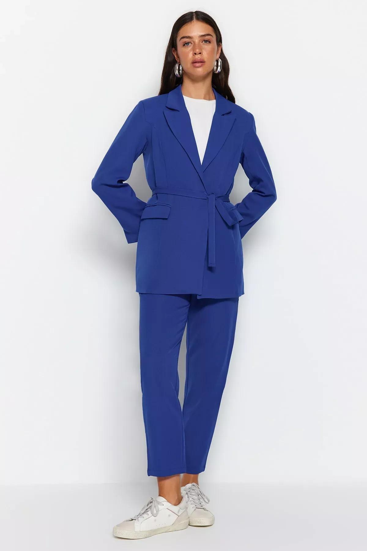 Blue Double-Breasted Co-Ord Set, Blue, medium
