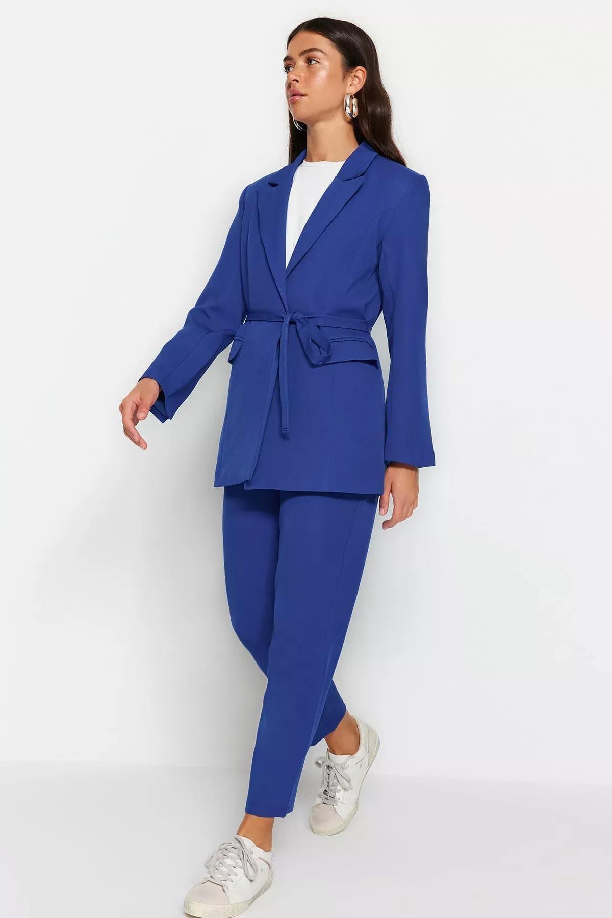 Blue Double-Breasted Co-Ord Set, Blue, medium