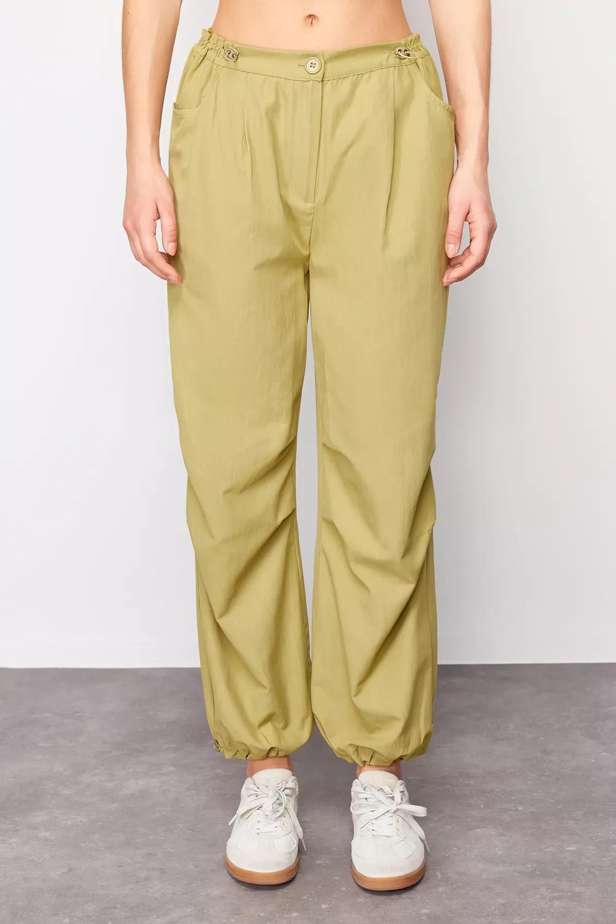 Green Jogger Elastic Woven Trousers, Green, large image number 3