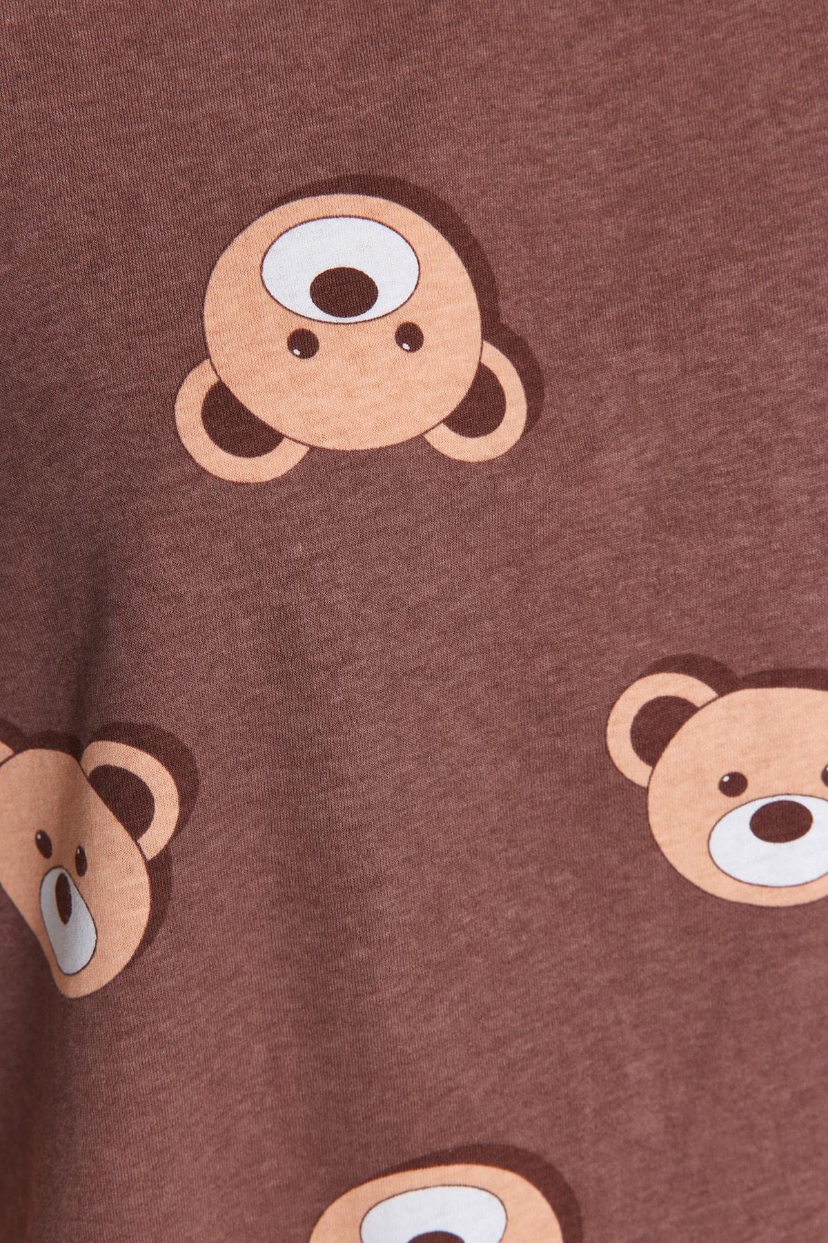 Brown Printed Pyjama Set, , large image number 4