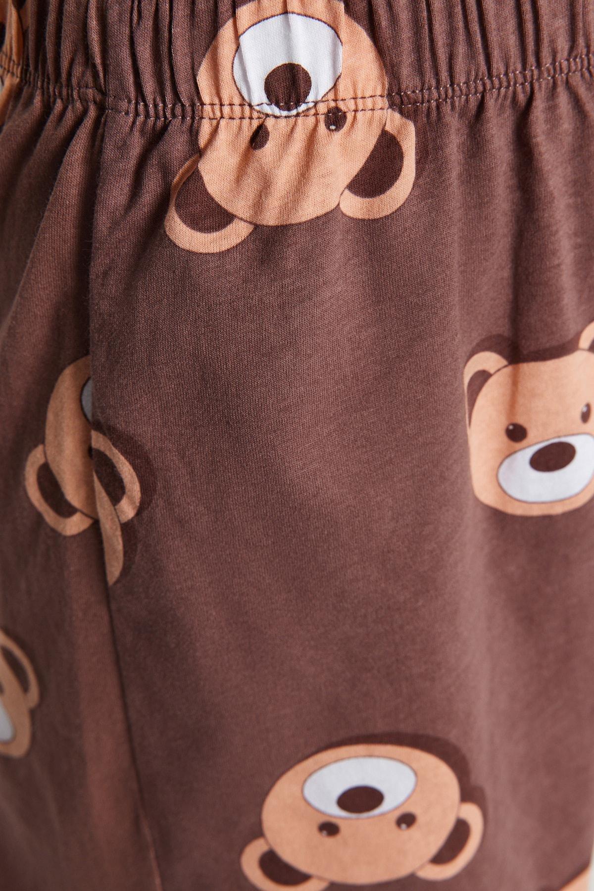 Brown Printed Pyjama Set, , large image number 5