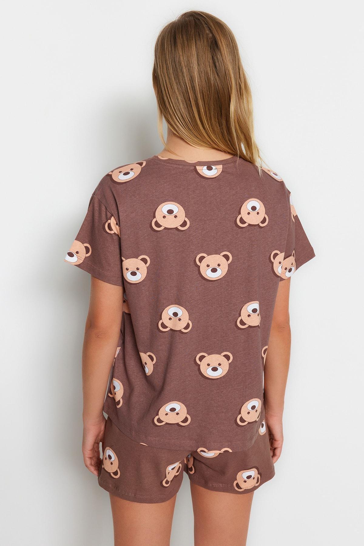 Brown Printed Pyjama Set, , large image number 6