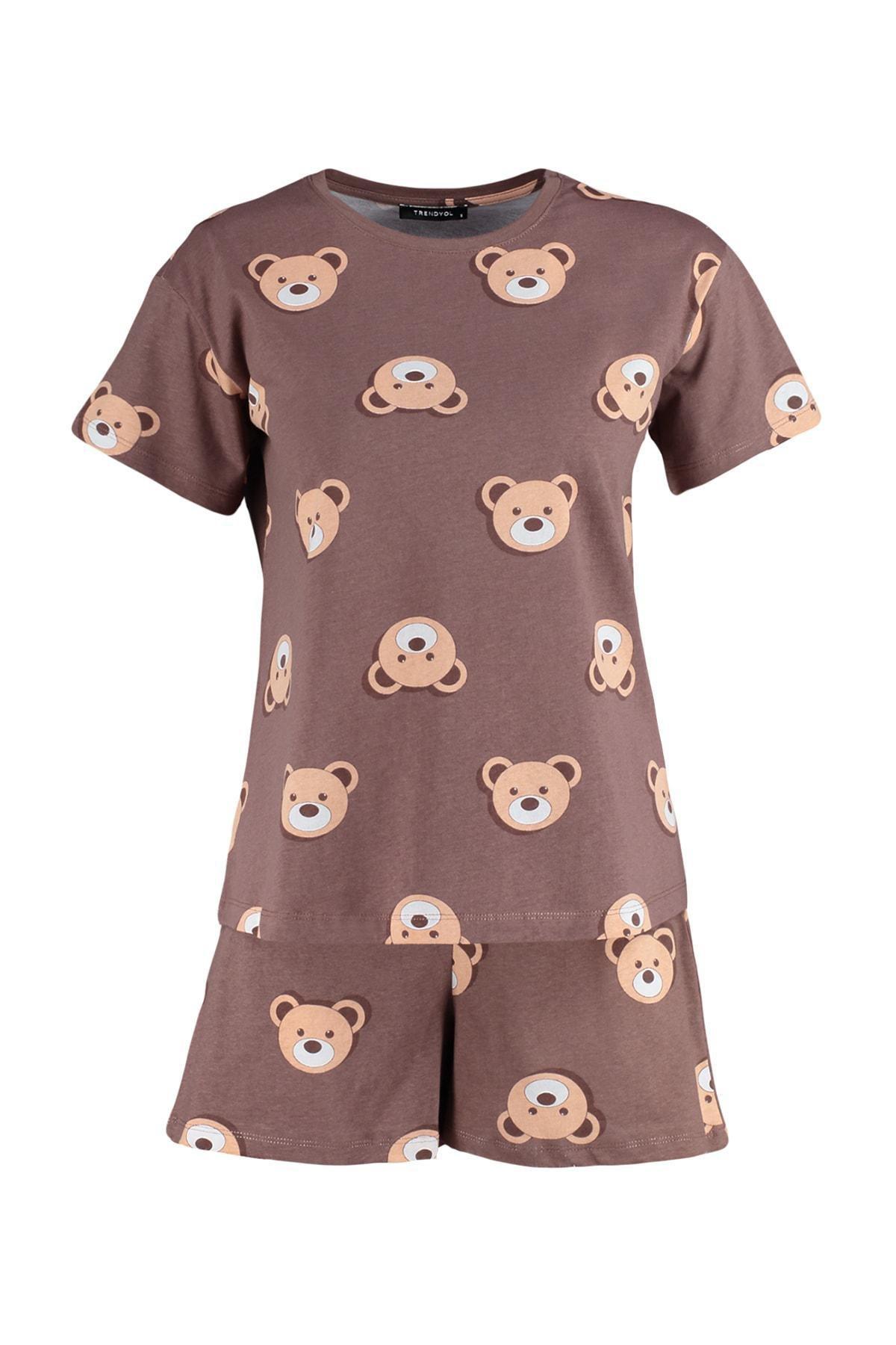Brown Printed Pyjama Set, , large image number 7