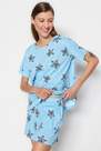 Trendyol - Blue Printed Pajama Set