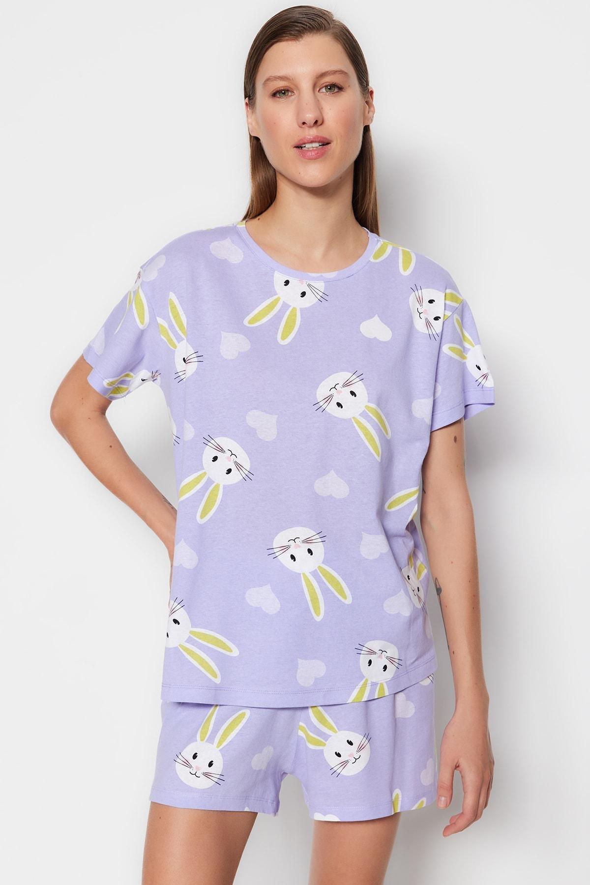 Purple Printed Pyjama Set, , large image number 0