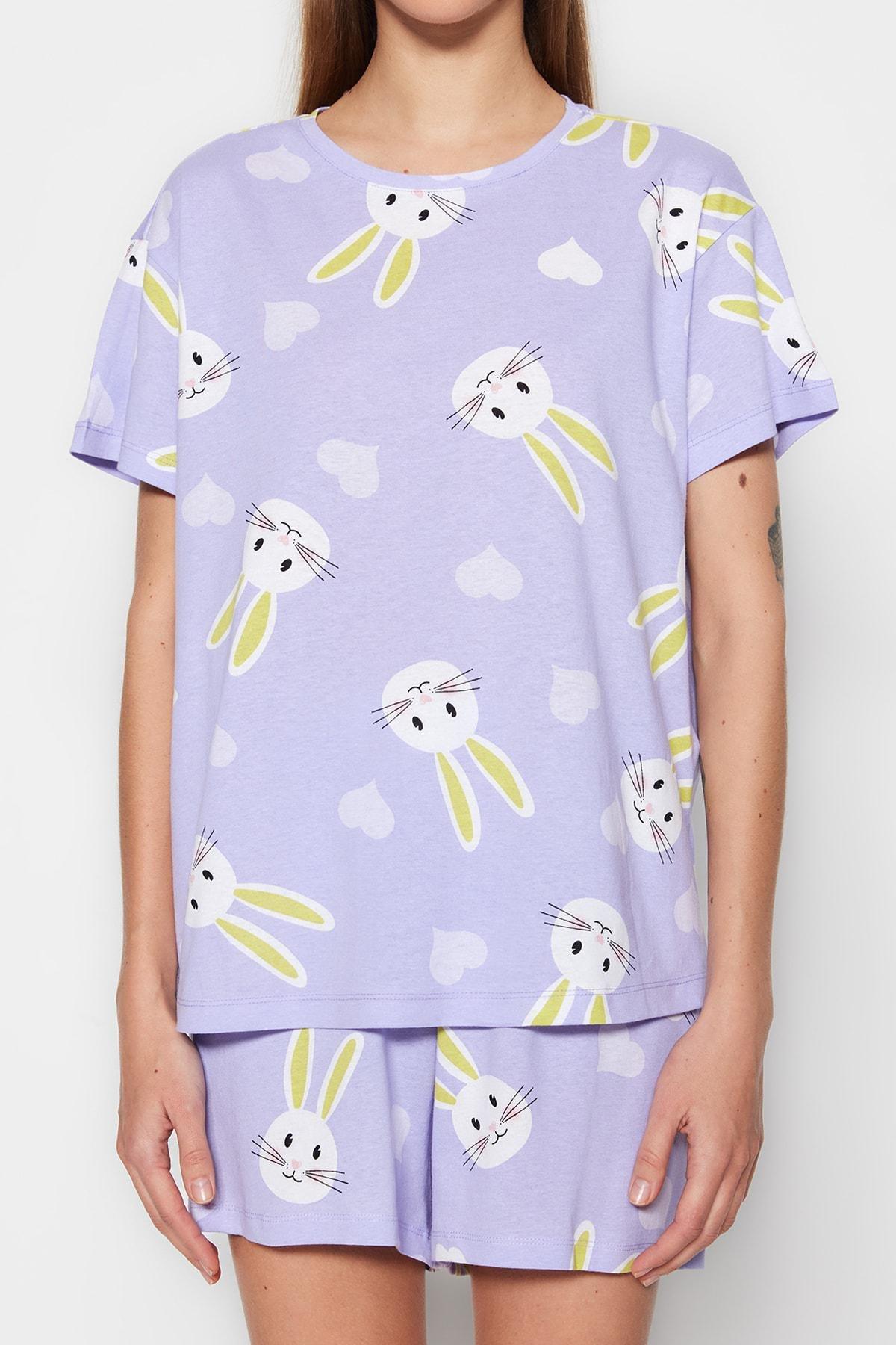 Purple Printed Pyjama Set, , large image number 3