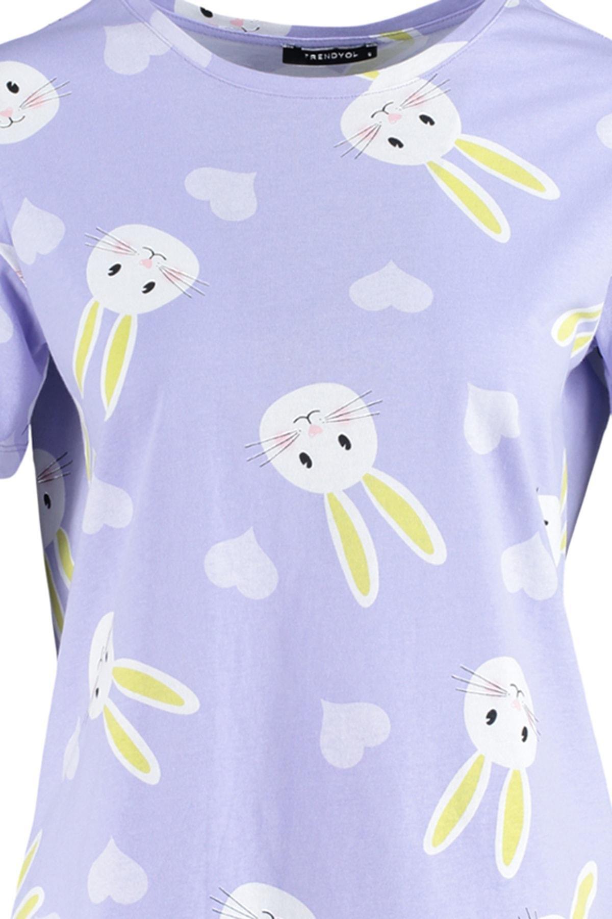 Purple Printed Pyjama Set, , large image number 5