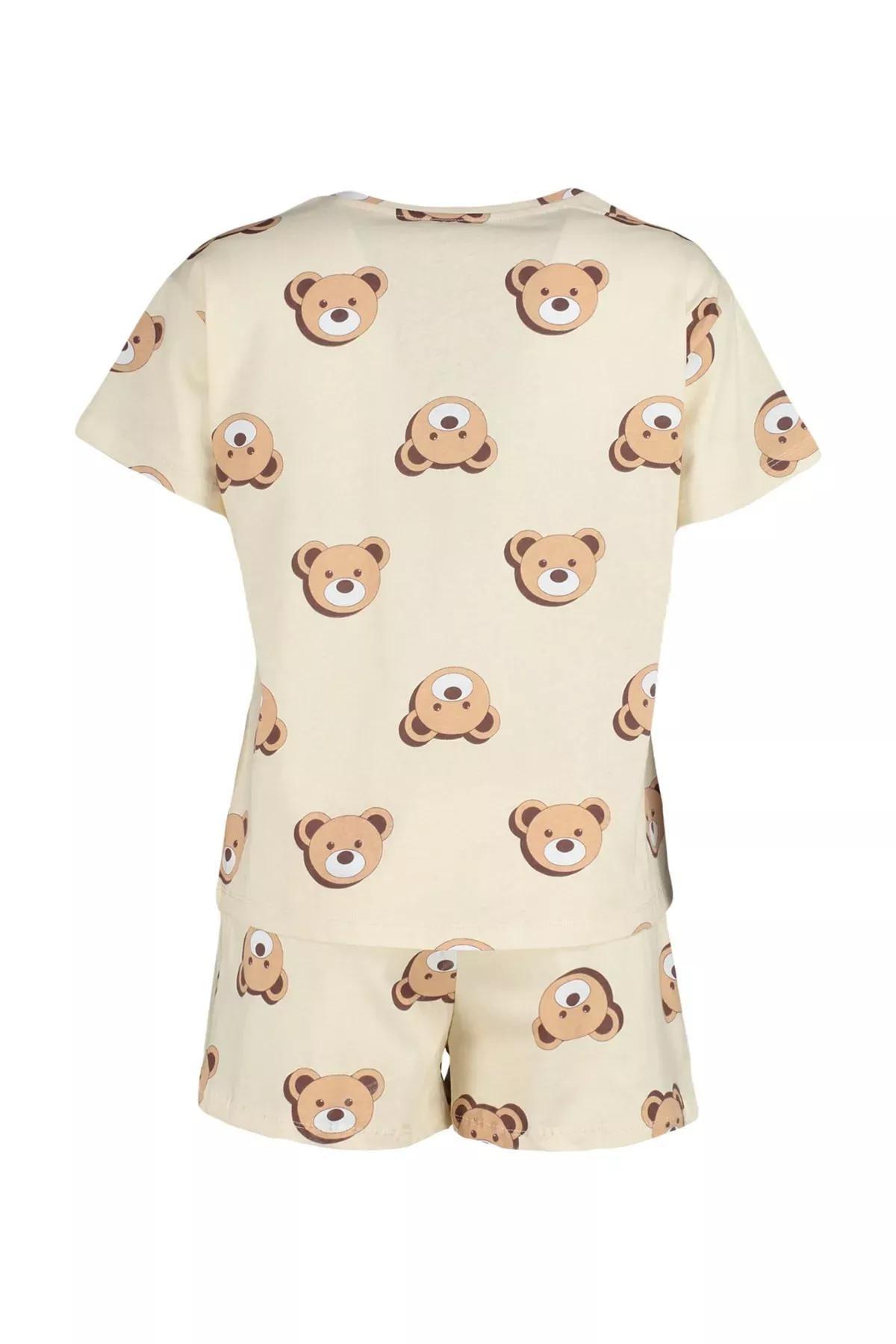 Ecru Crew Neck Graphic Pyjama Set, Ecru, large image number 7