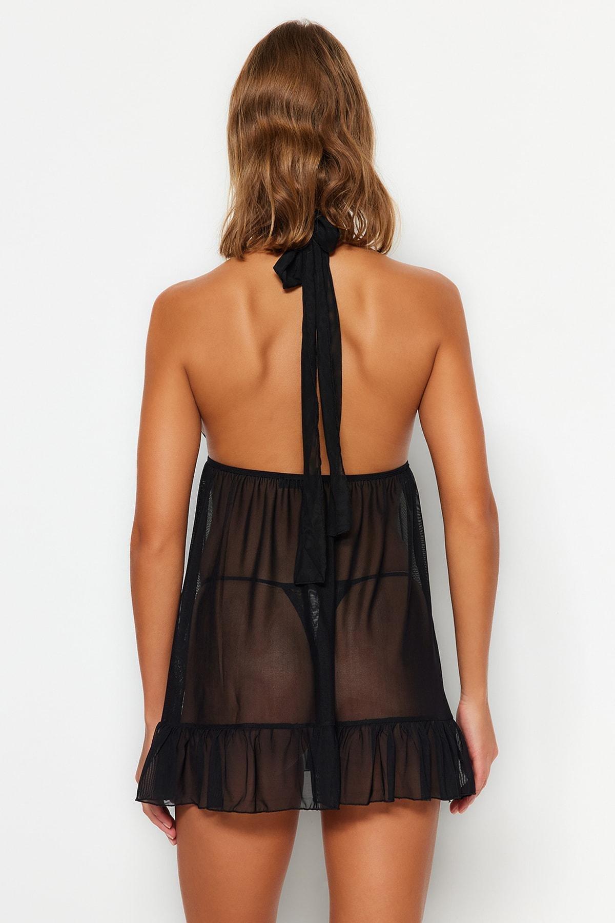 Black Plain Negligee, , large image number 4