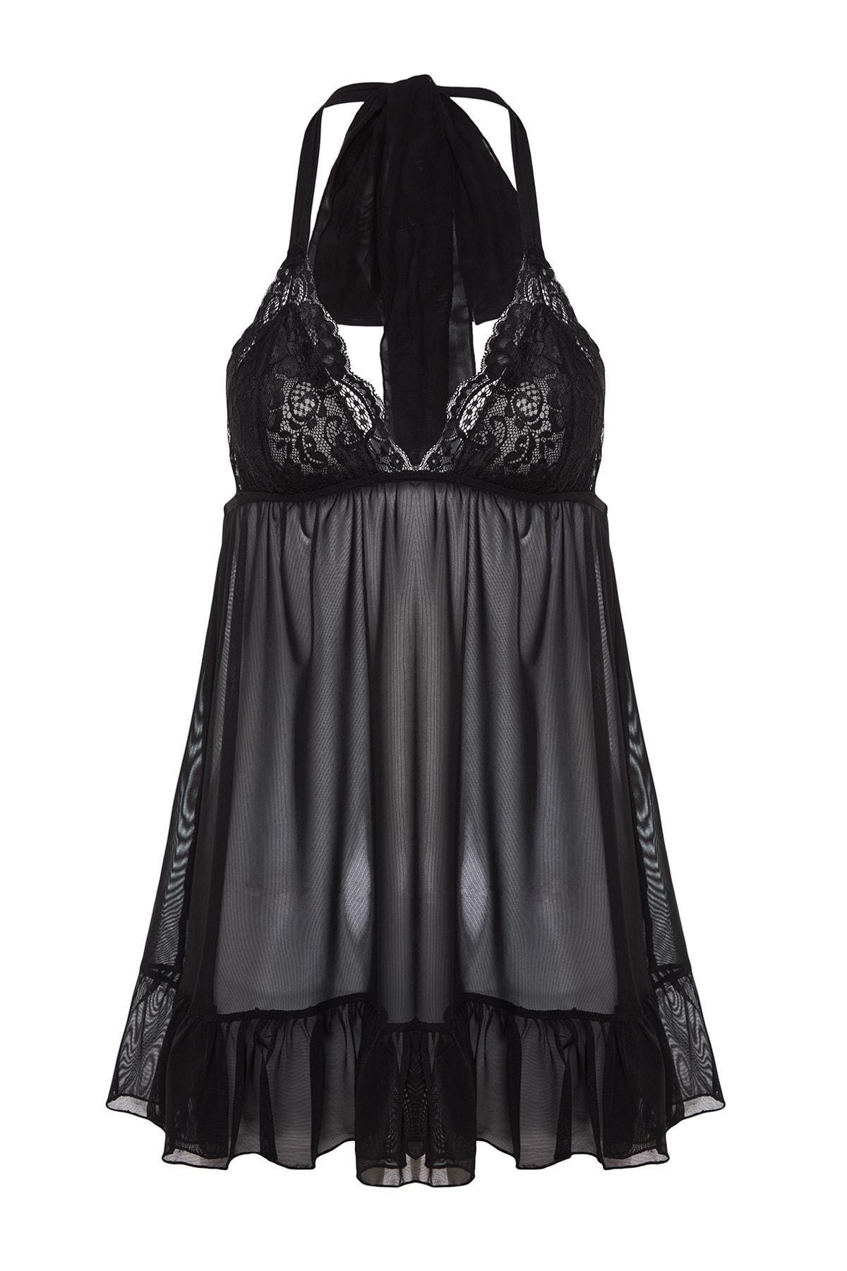 Black Plain Negligee, , large image number 5
