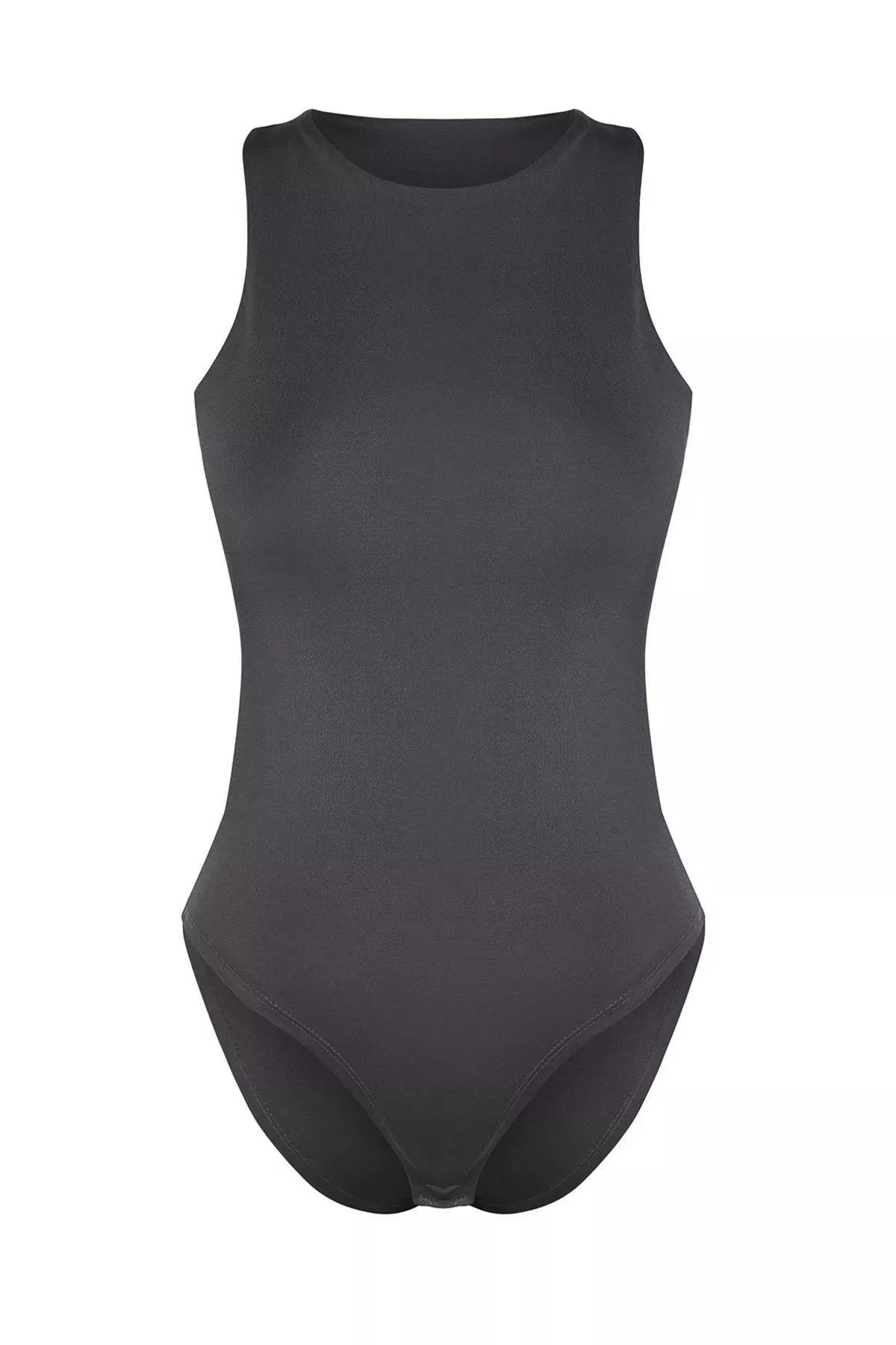 Grey Halter Neck Bodysuit, Anthracite, large image number 5