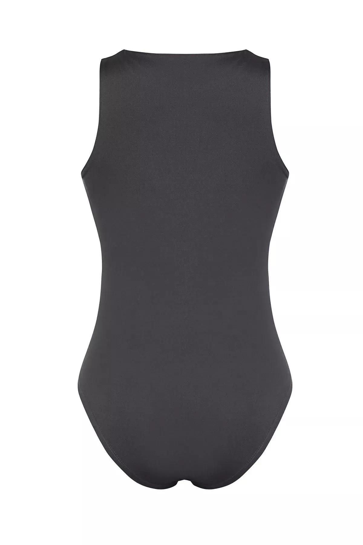 Grey Halter Neck Bodysuit, Anthracite, large image number 6