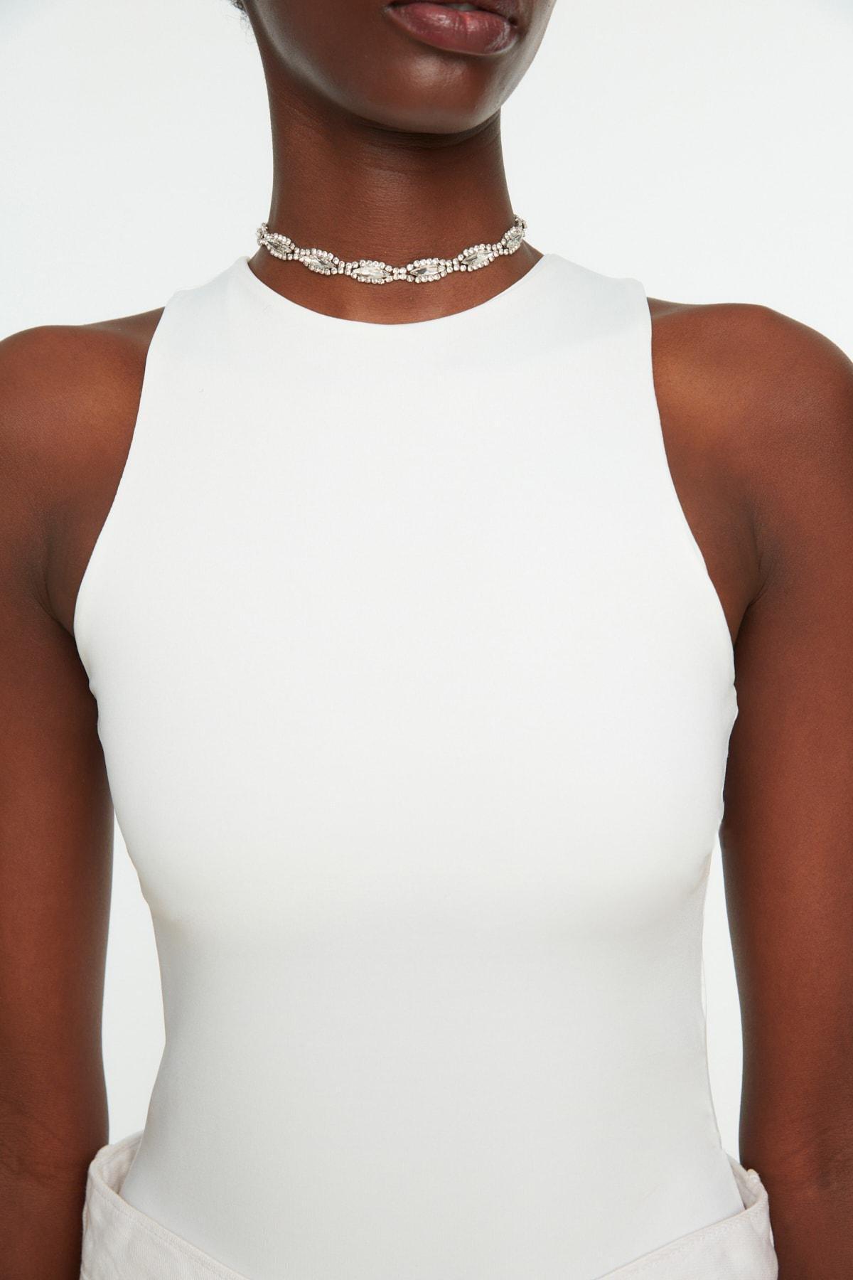 White Women Fitted Bodysuit, , large image number 1