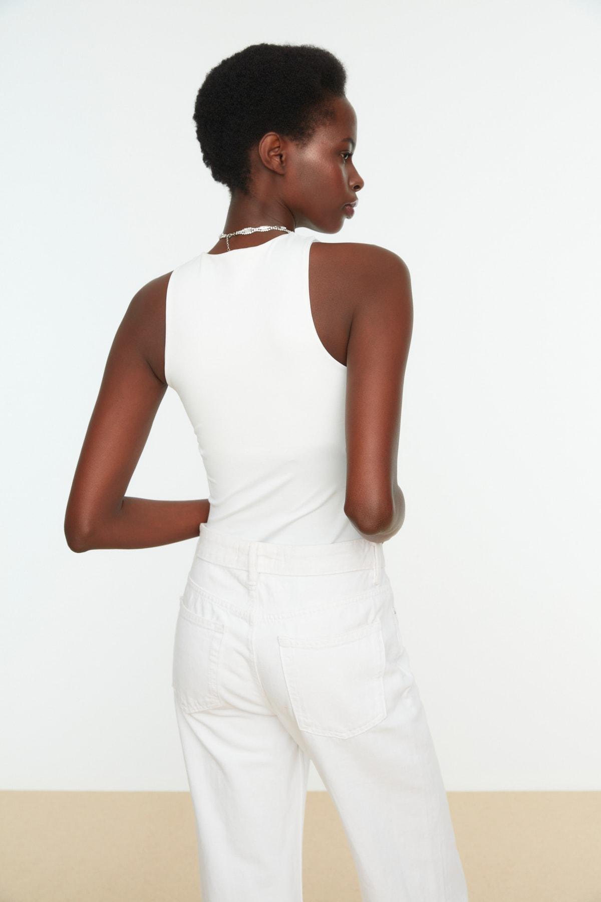 White Women Fitted Bodysuit, , large image number 2