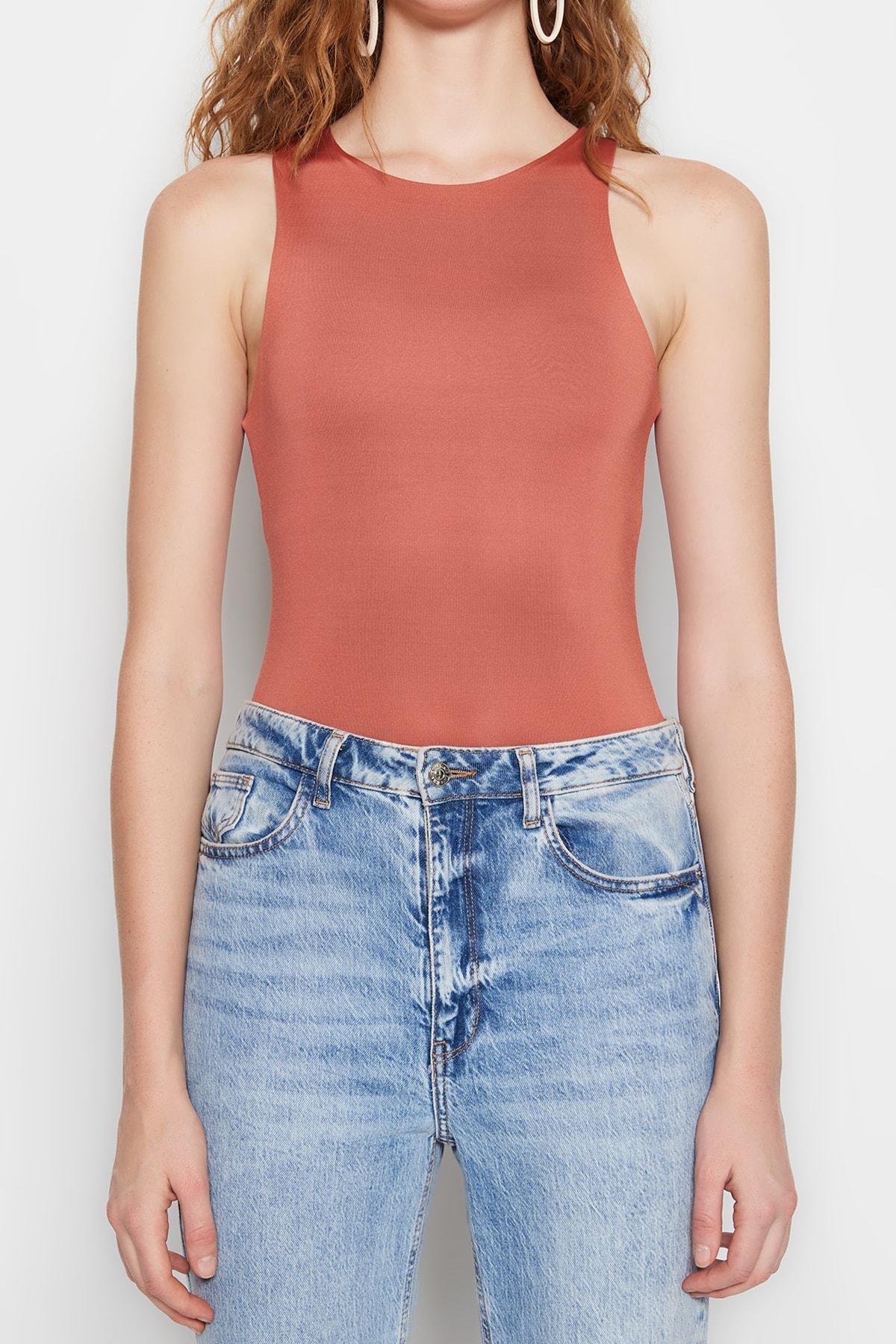 Orange Collared Knitted Tops, Brown, large image number 11