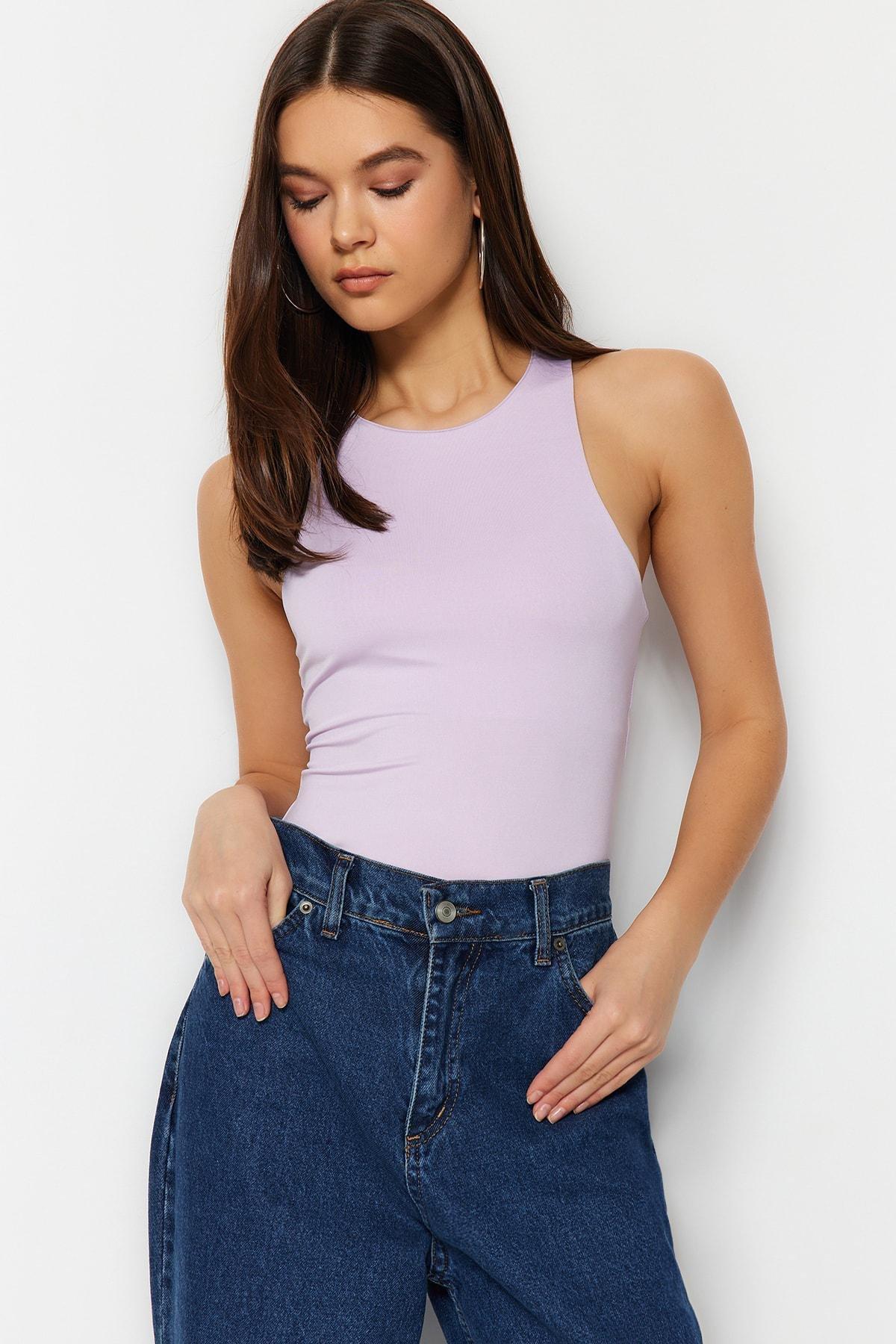 Purple Collared Knitted Tops, Purple, large image number 7