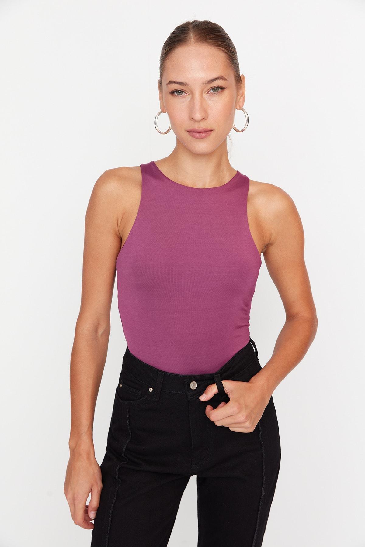 Purple Collared Knitted Tops, , large image number 8