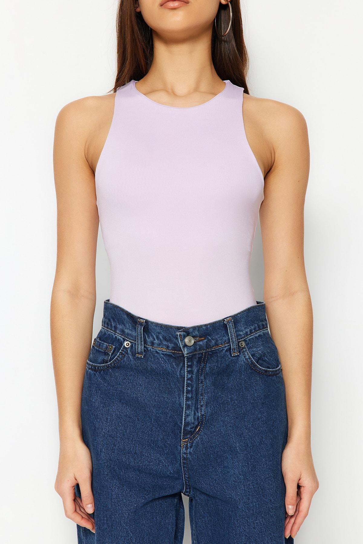 Purple Collared Knitted Tops, Purple, large image number 10